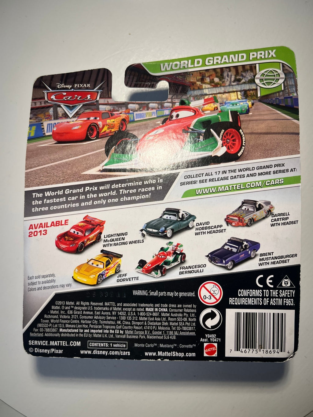Voiture Cars Disney Pixar Jeff Gorvette édition WGP