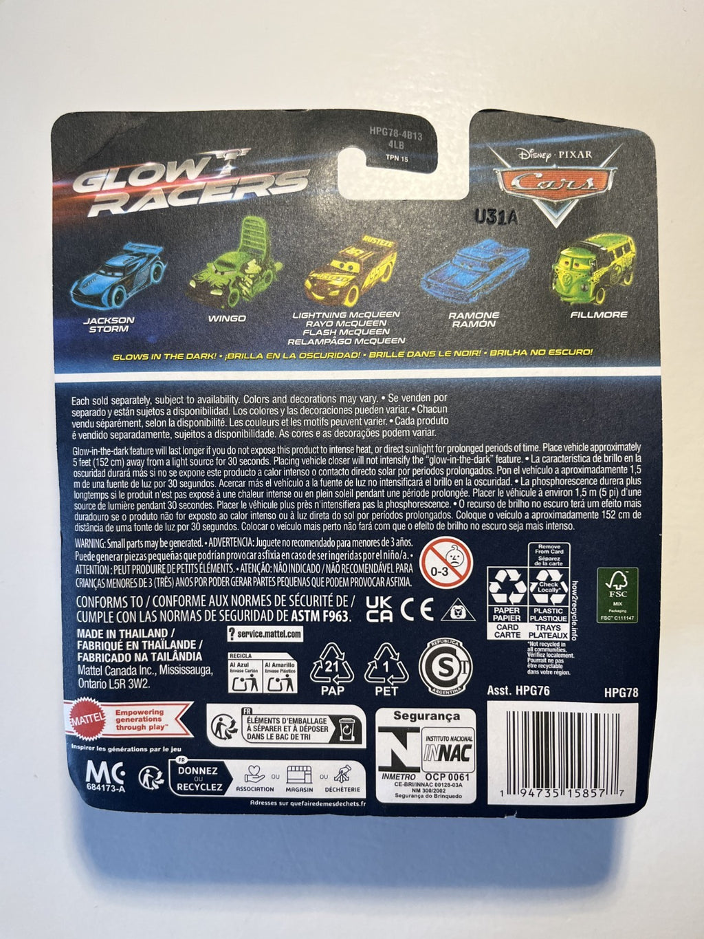 Voiture Cars Disney Pixar Martin Glow Racers