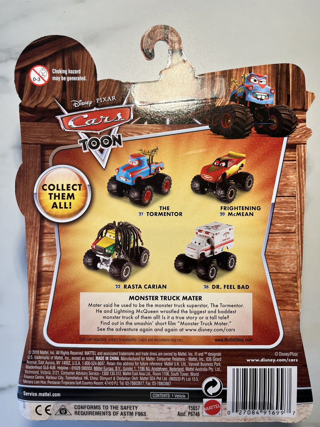 Rasta Carian #23 – Cars Toon Monster Truck Mater – Disney Pixar Cars Deluxe – Neuf sous blister