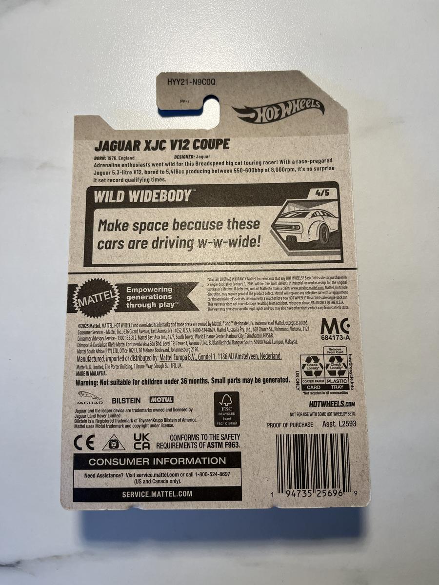 Hot Wheels ZAMAC Jaguar XJC V12 Coupe – ZAMAC 012 2025 – Wild Widebody 4/5 – 238/250