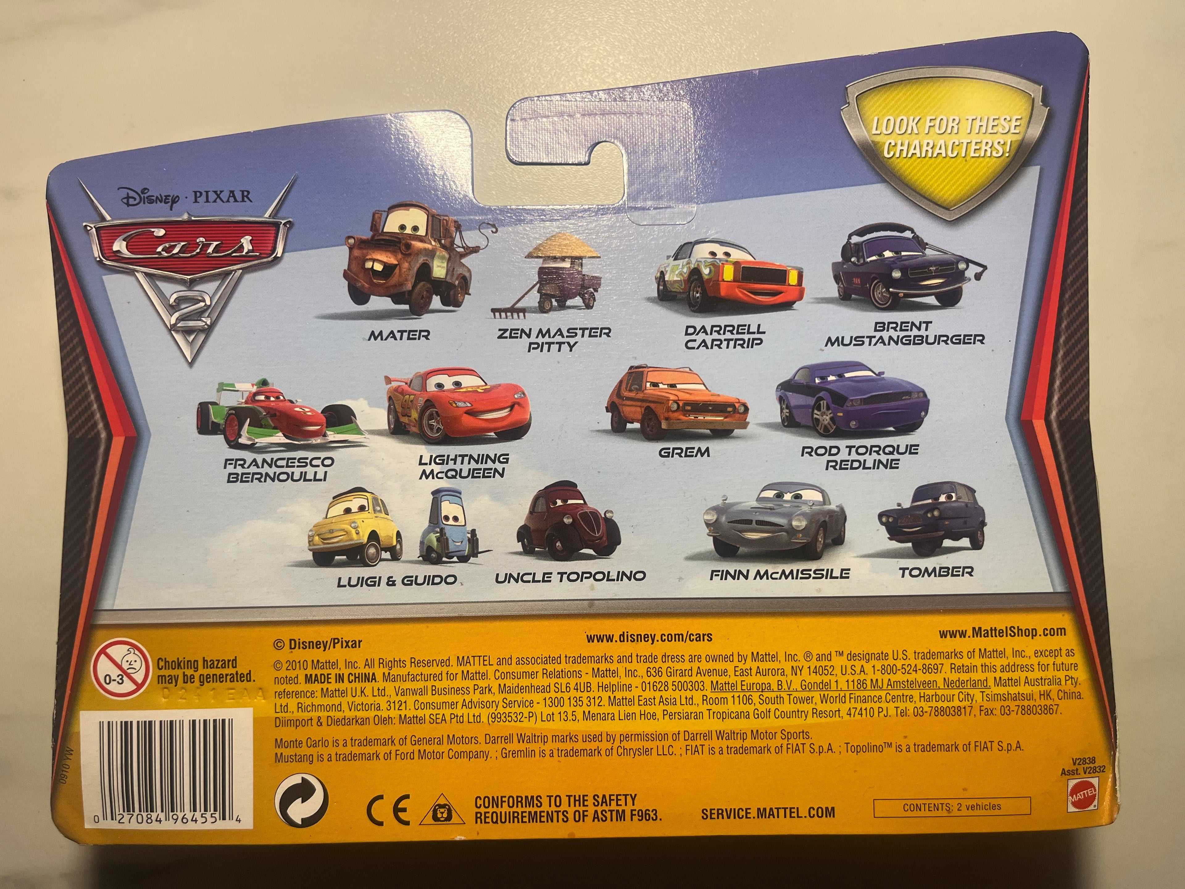 Coffret Finn McMissile & Tomber – Coffret Exclusif Disney Pixar Cars 2 – Mattel – Neuf sous blister