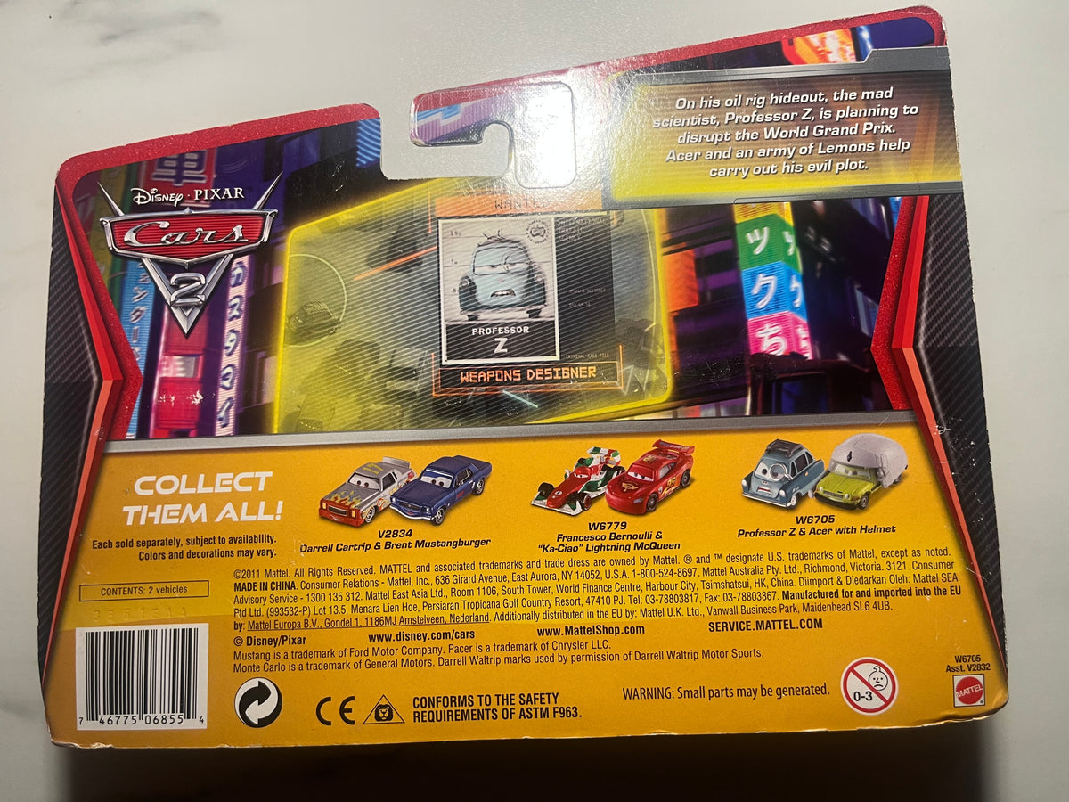 Dos du blister coffret Professor Z et Acer Movie Moments Cars 2