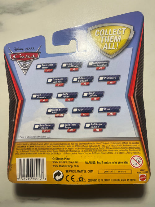 Acer #12 – Disney Pixar Cars 2 – Mattel – Die-Cast – Neuf sous blister