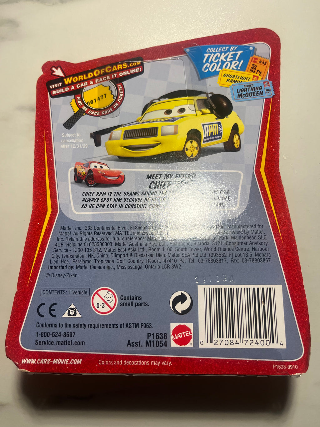 Trunk Fresh Pitty #79 – Disney Pixar Cars – Race-O-Rama – Mattel – Neuf sous blister