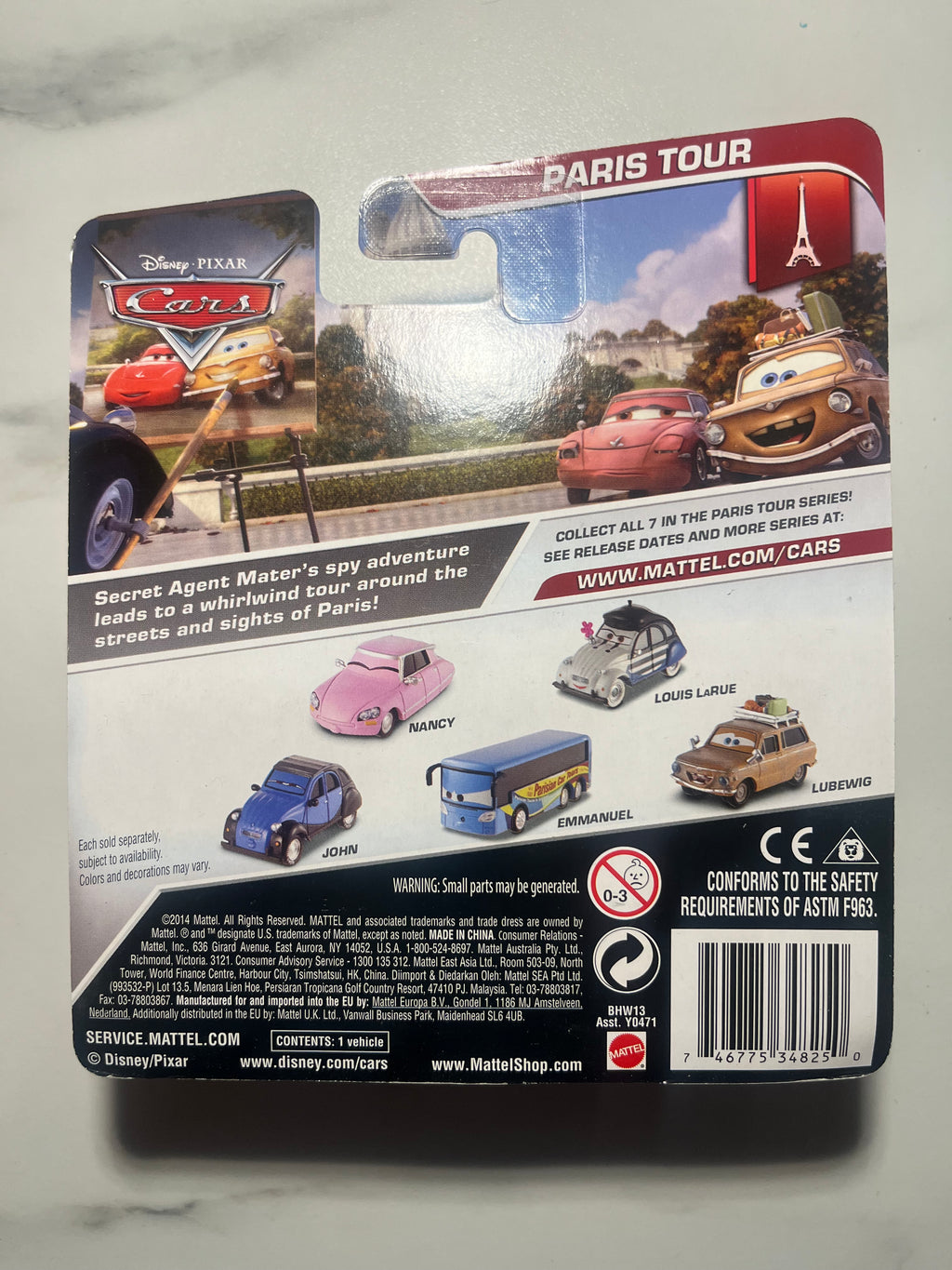 Louis LaRue – Paris Tour – Disney Pixar Cars – Mattel – Neuf sous blister