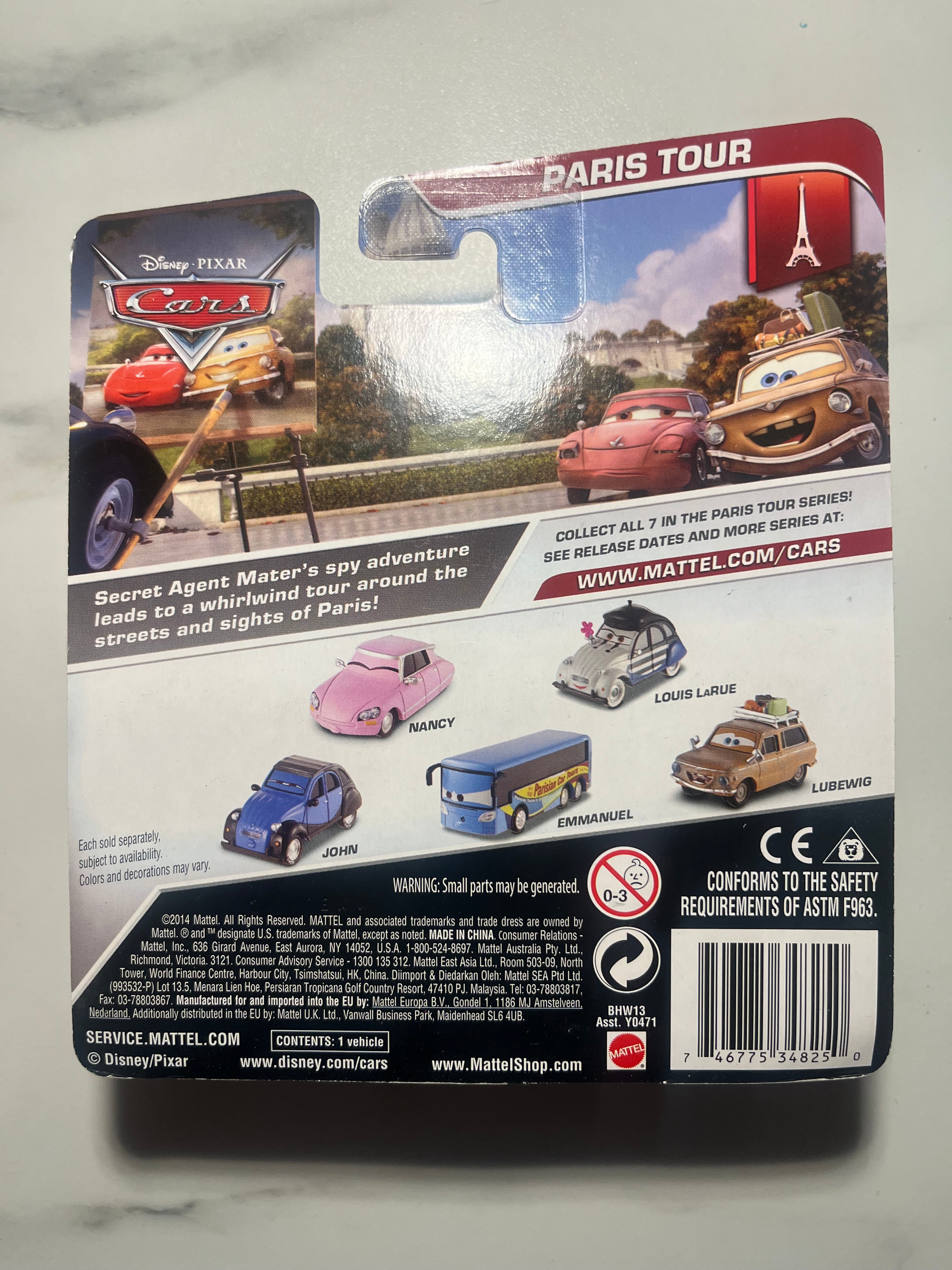 Louis LaRue – Paris Tour – Disney Pixar Cars – Mattel – Neuf sous blister