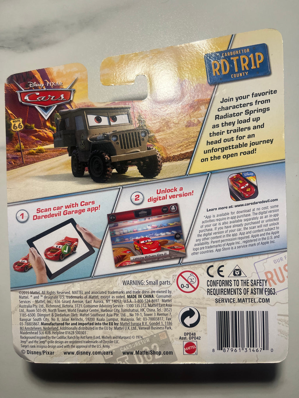 Sarge – Disney Pixar Cars – Mattel – Neuf sous blister