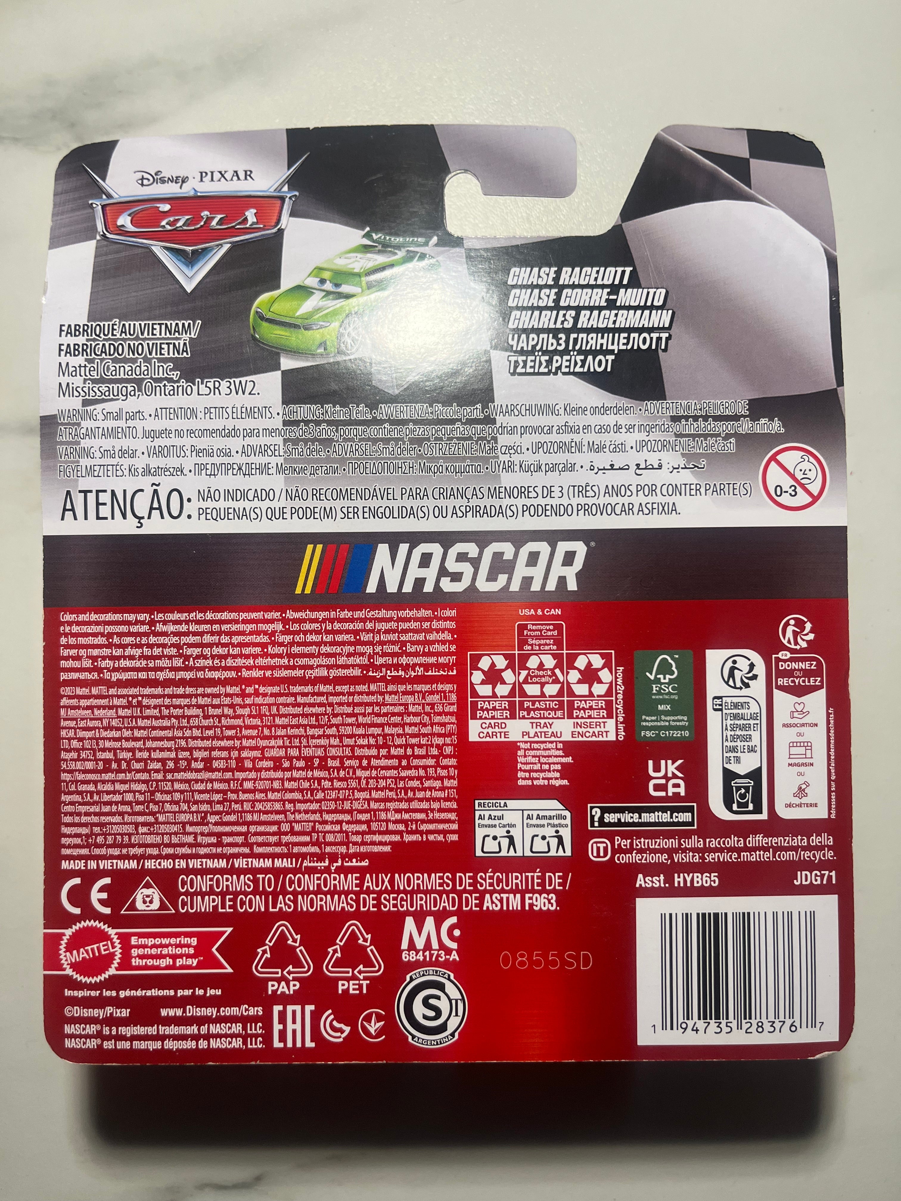 Chase Racelott NASCAR – Disney Pixar Cars – Mattel – Neuf sous blister