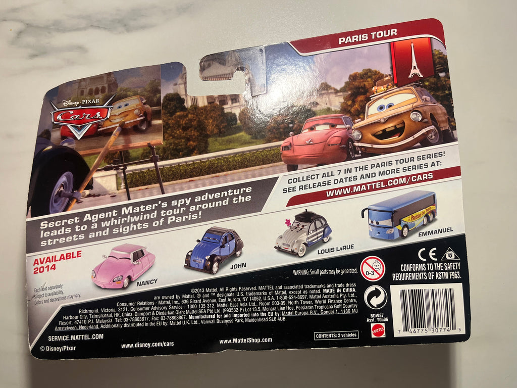 Coffret Nancy & John Paris Tour – Disney Pixar Cars 2 – Mattel – Neuf sous blister