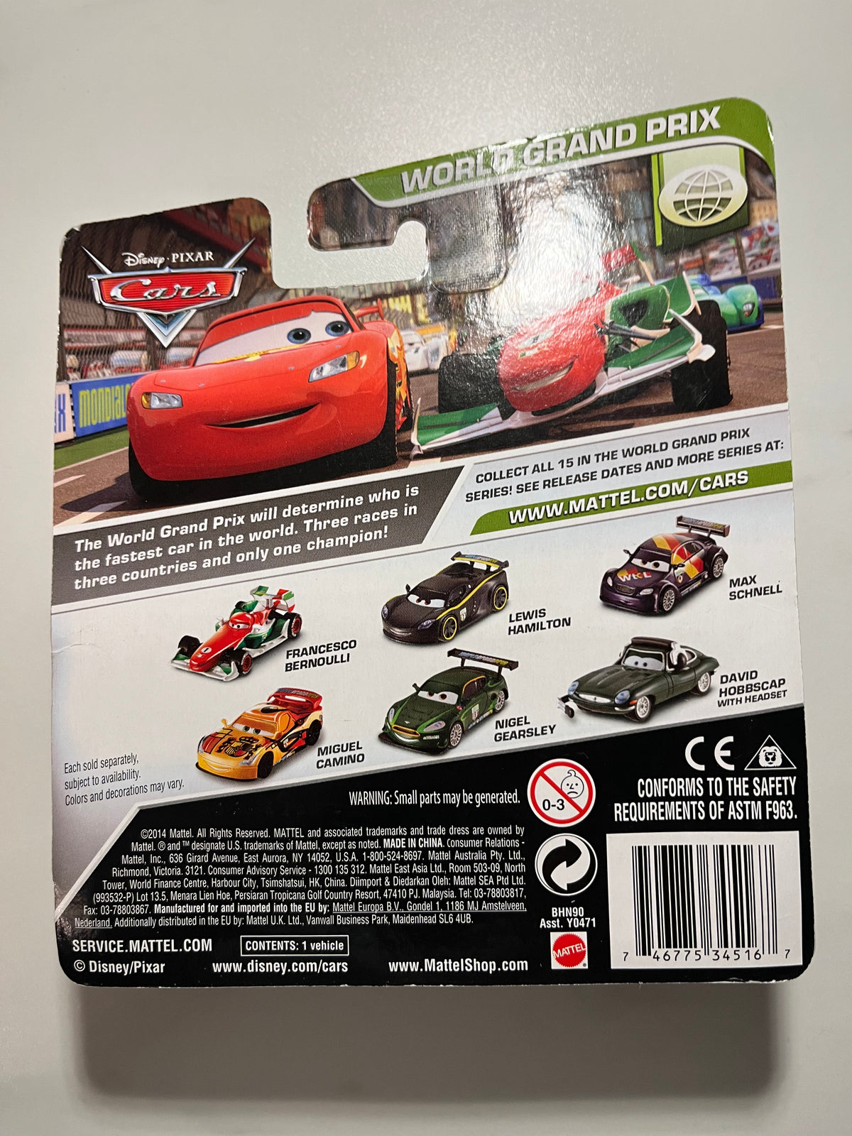 David Hobbscap Cars 2 – Disney Pixar Cars Mattel – verso