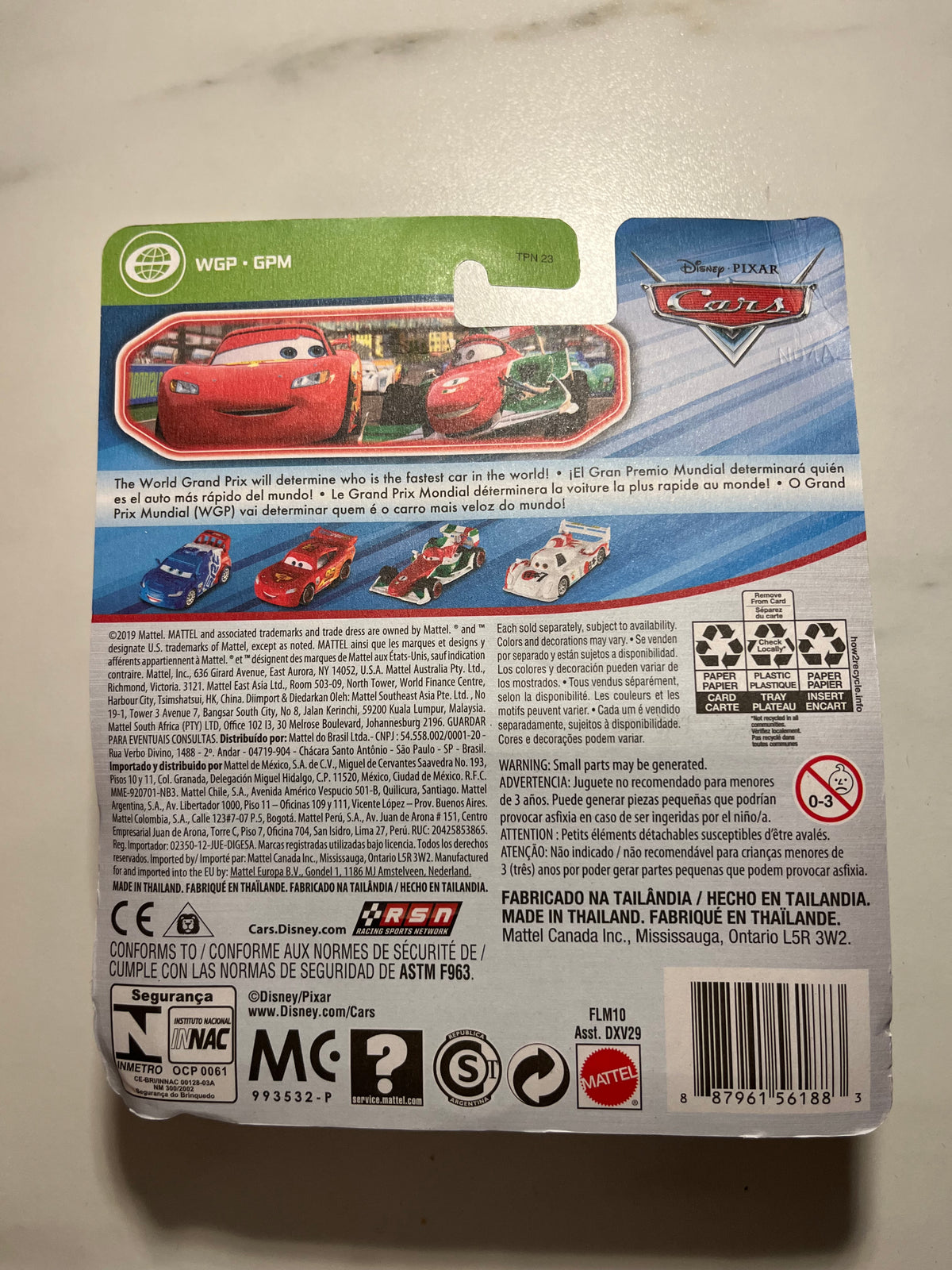 Francesco Bernoulli World Grand Prix – Disney Pixar Cars Mattel – verso