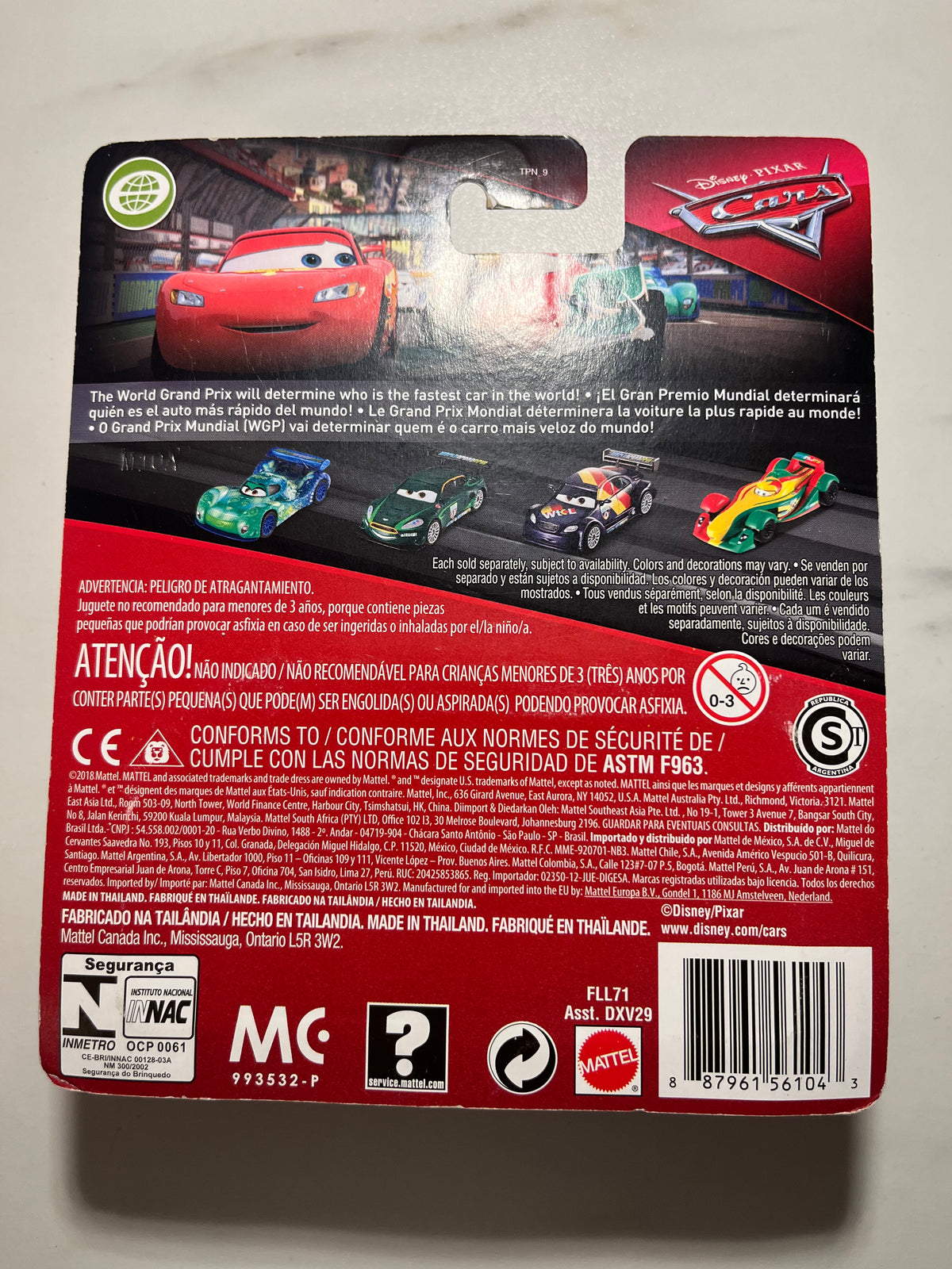 Nick Pit-Tire World Grand Prix – Disney Pixar Cars Mattel – verso