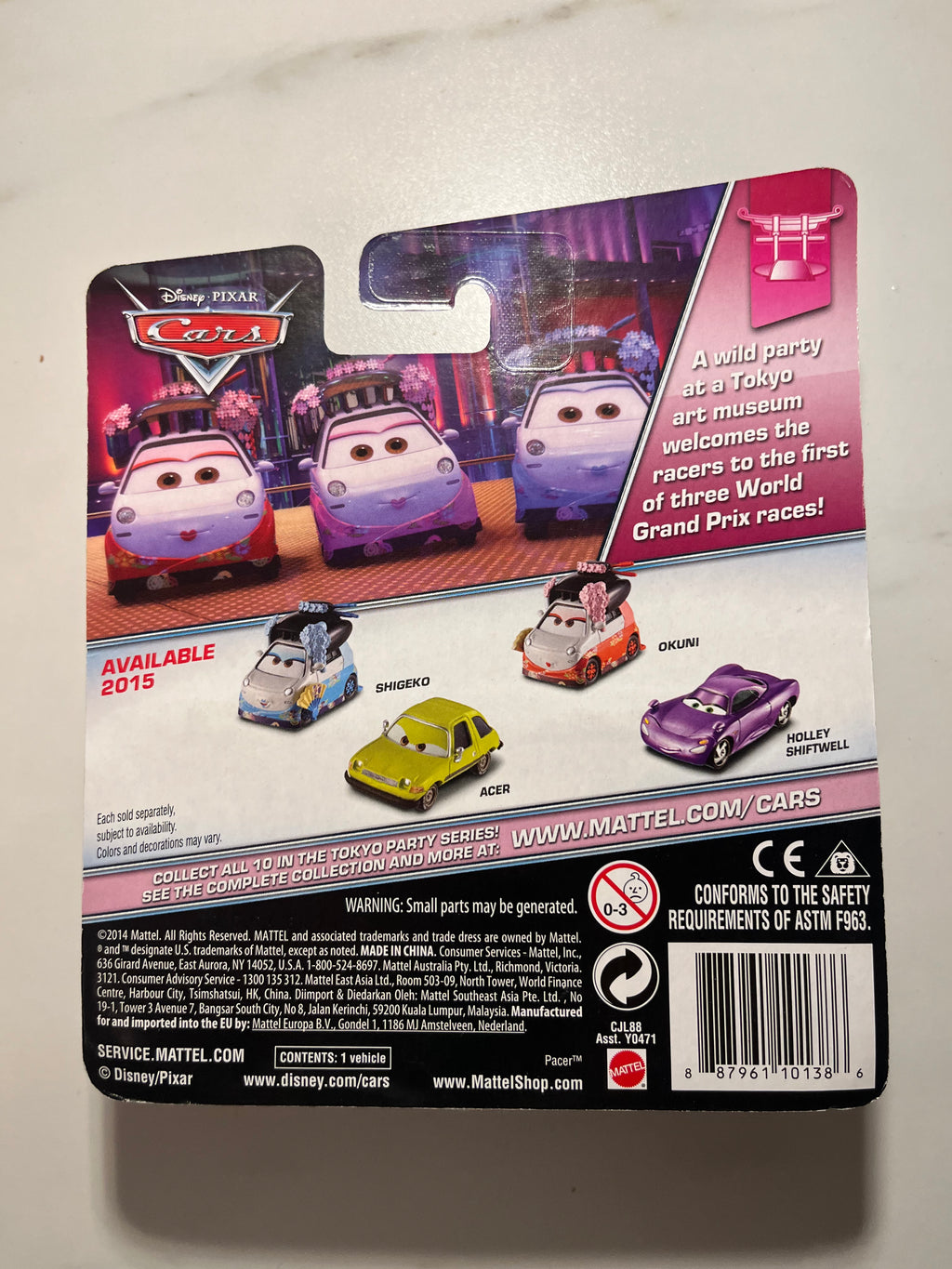 Acer Tokyo Party – Disney Pixar Cars Mattel – verso