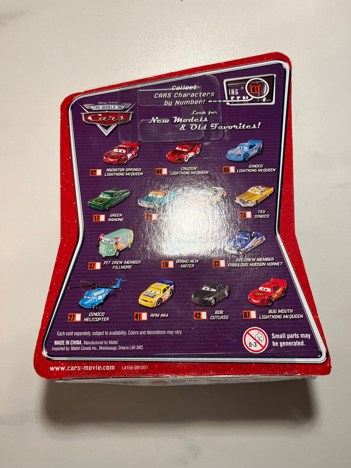 Hélicoptère Dinoco – Disney Pixar Cars Mattel – verso