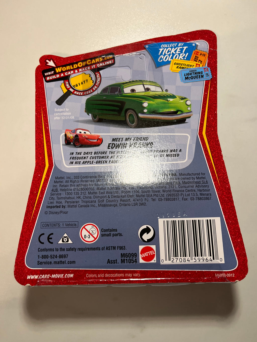 Dinoco Pitty Race O Rama – Disney Pixar Cars Mattel – verso