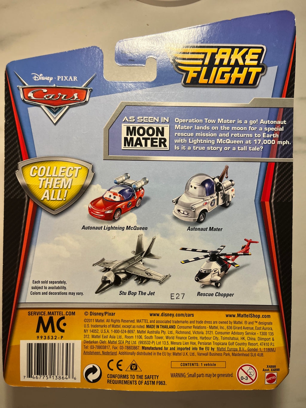 Flash McQueen Autonaut Take Flight – Disney Pixar Cars Mattel – verso
