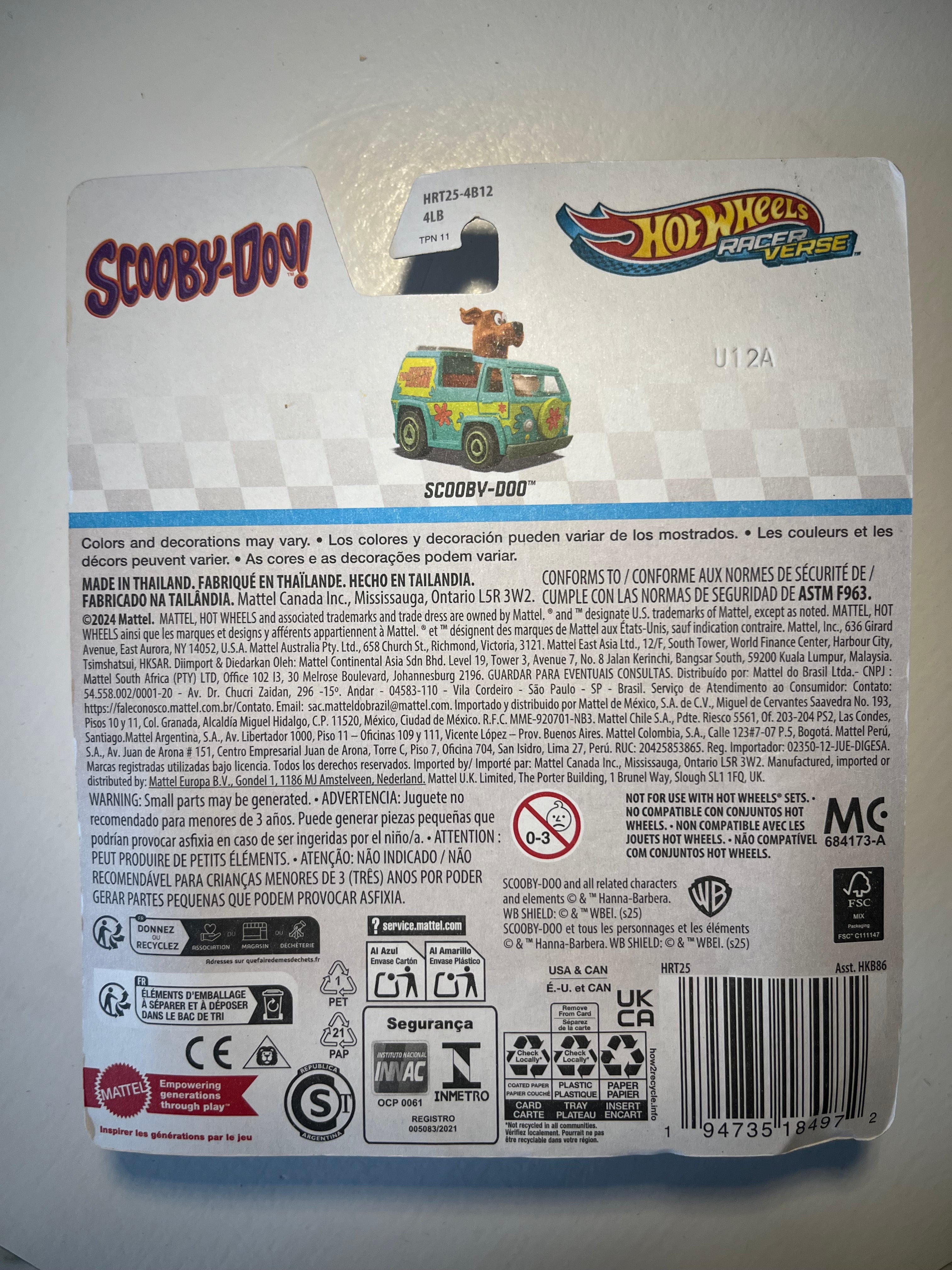 Voiture Hot Wheels Racer Verse Scooby-Doo Rare Import USA Neuve Blister Scellé