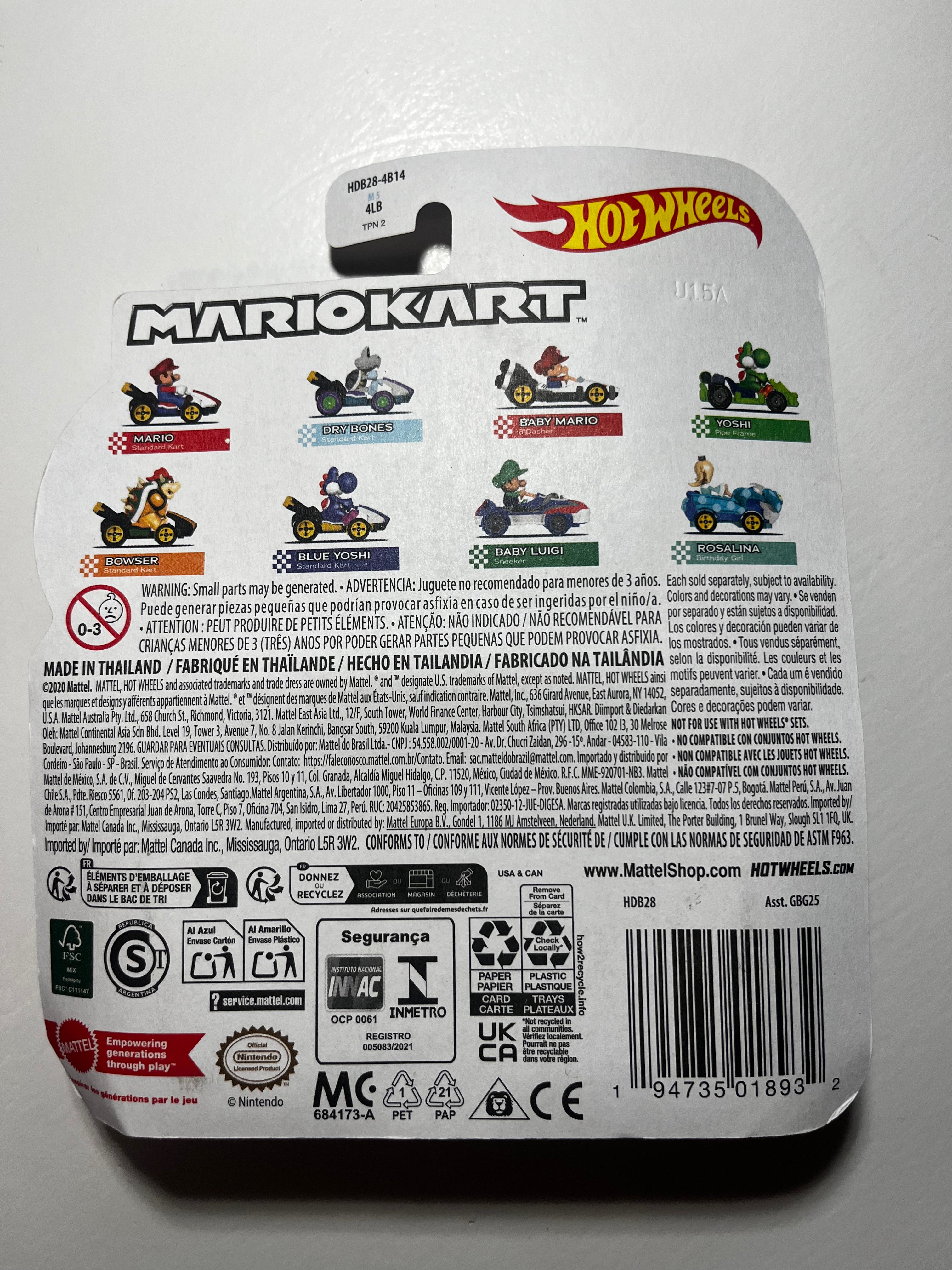 Baby Luigi Sneeker – Mario Kart Hot Wheels – Nintendo Rare sous Blister