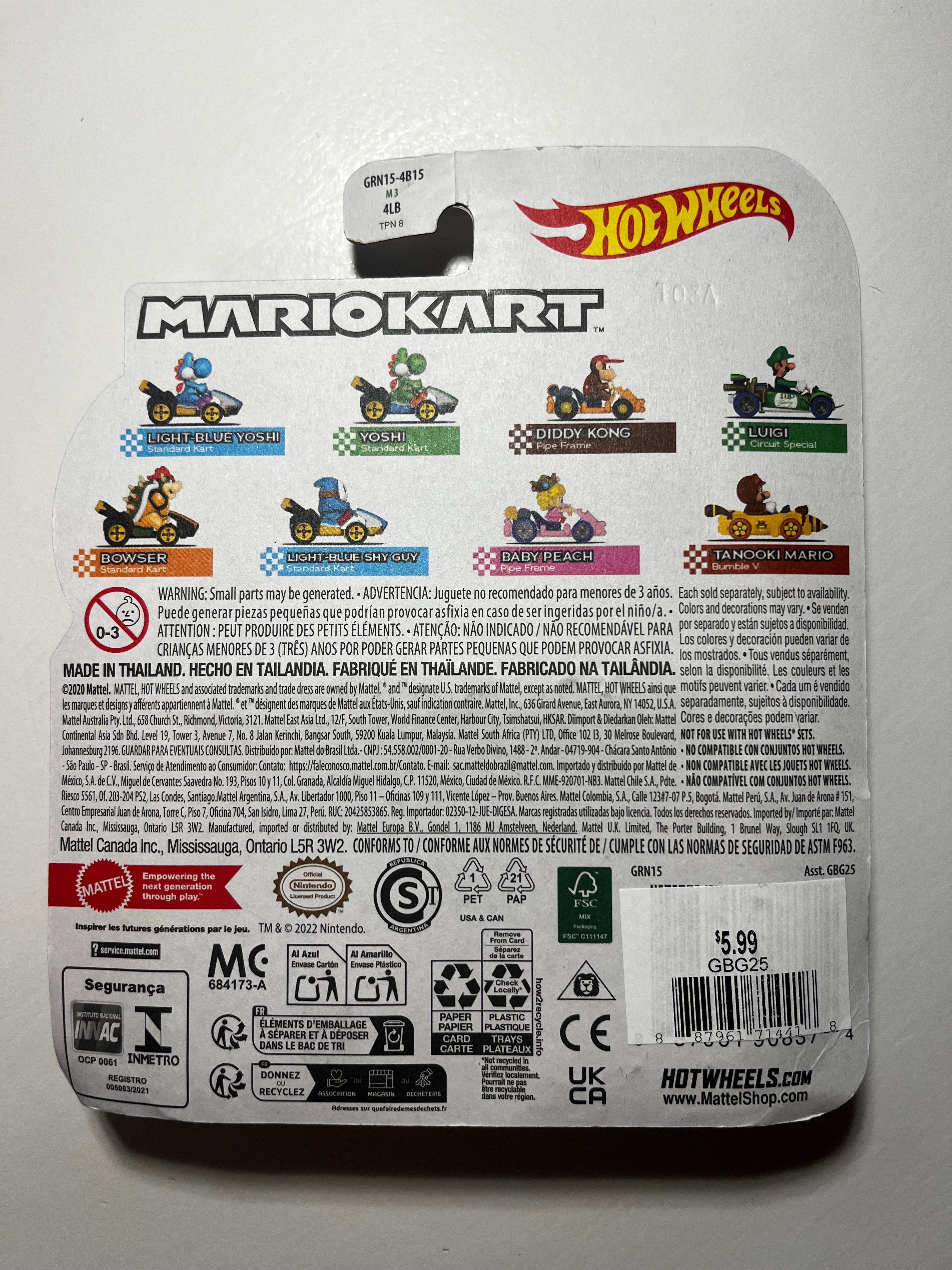 Diddy Kong – Pipe Frame – Mario Kart Hot Wheels – Nintendo sous Blister