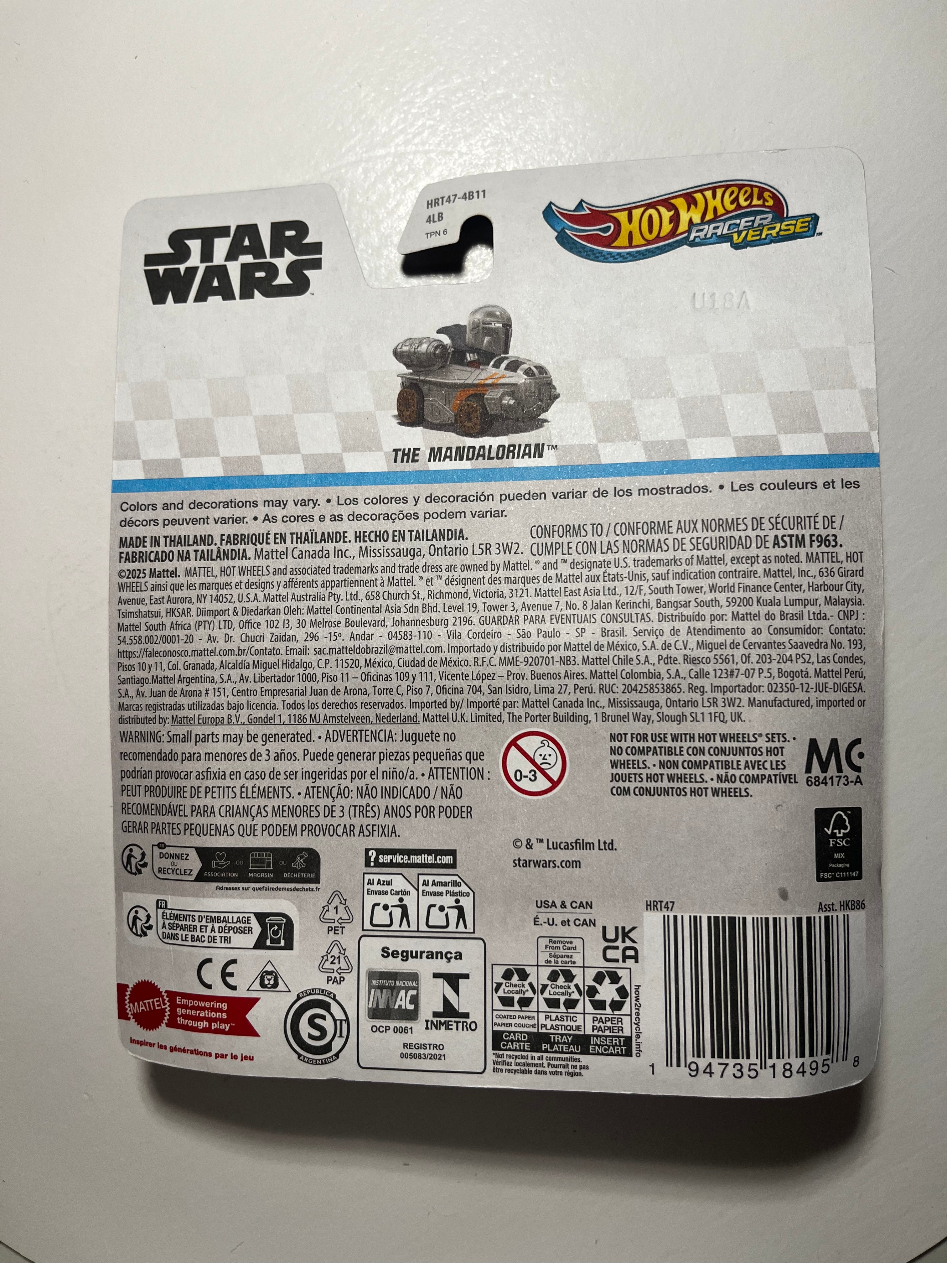 Hot Wheels Racer Verse The Mandalorian – Star Wars – Sous Blister