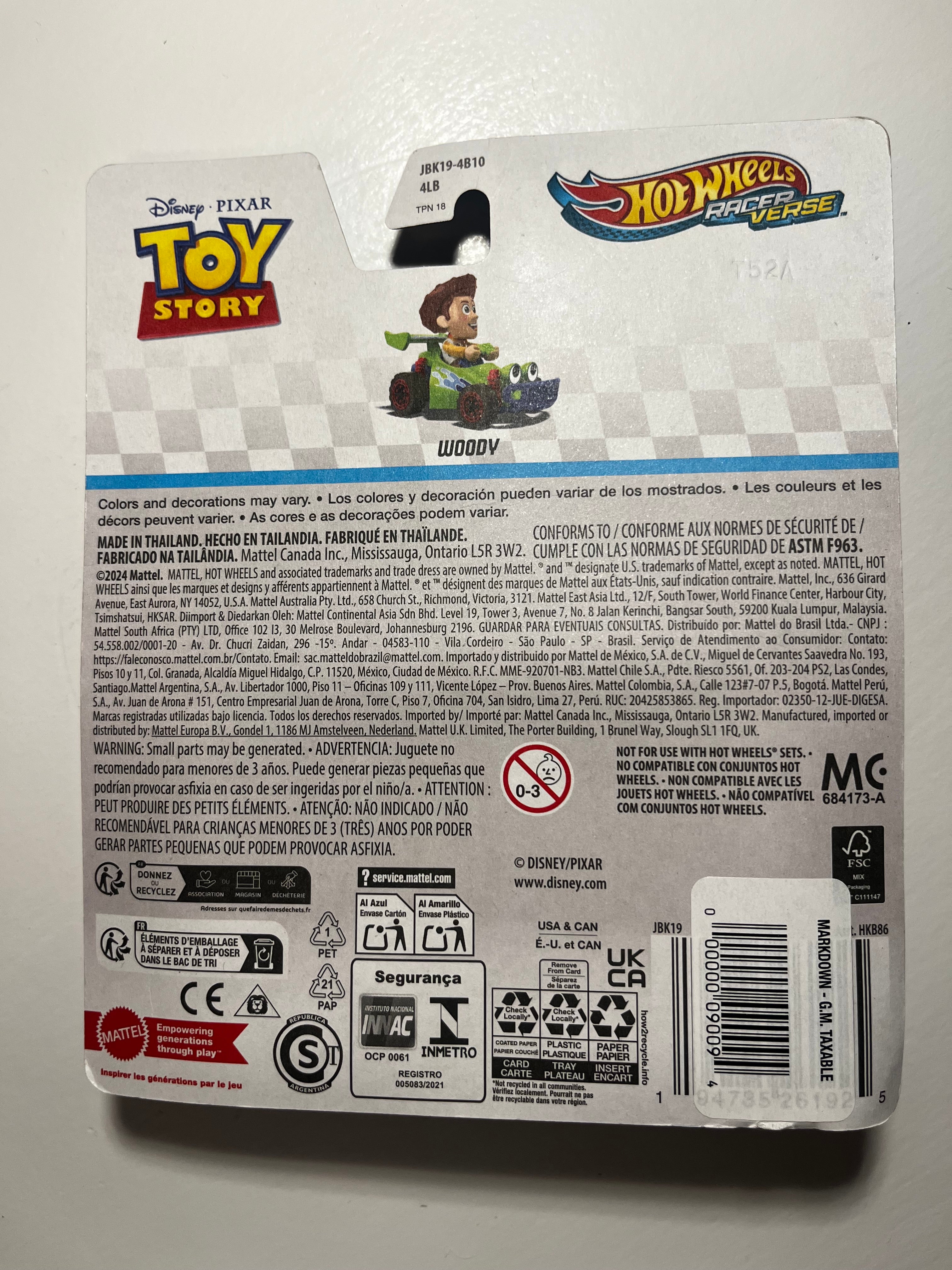 Hot Wheels Racer Verse Woody – Toy Story – Sous Blister