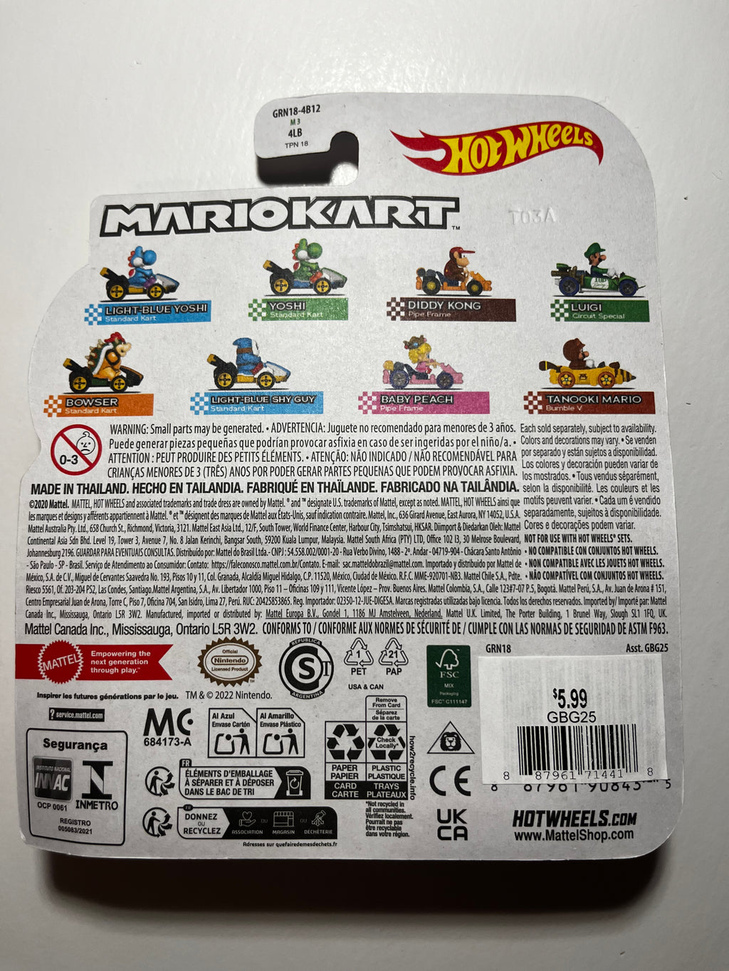 Hot Wheels Mario Kart Luigi Circuit Special – Sous Blister