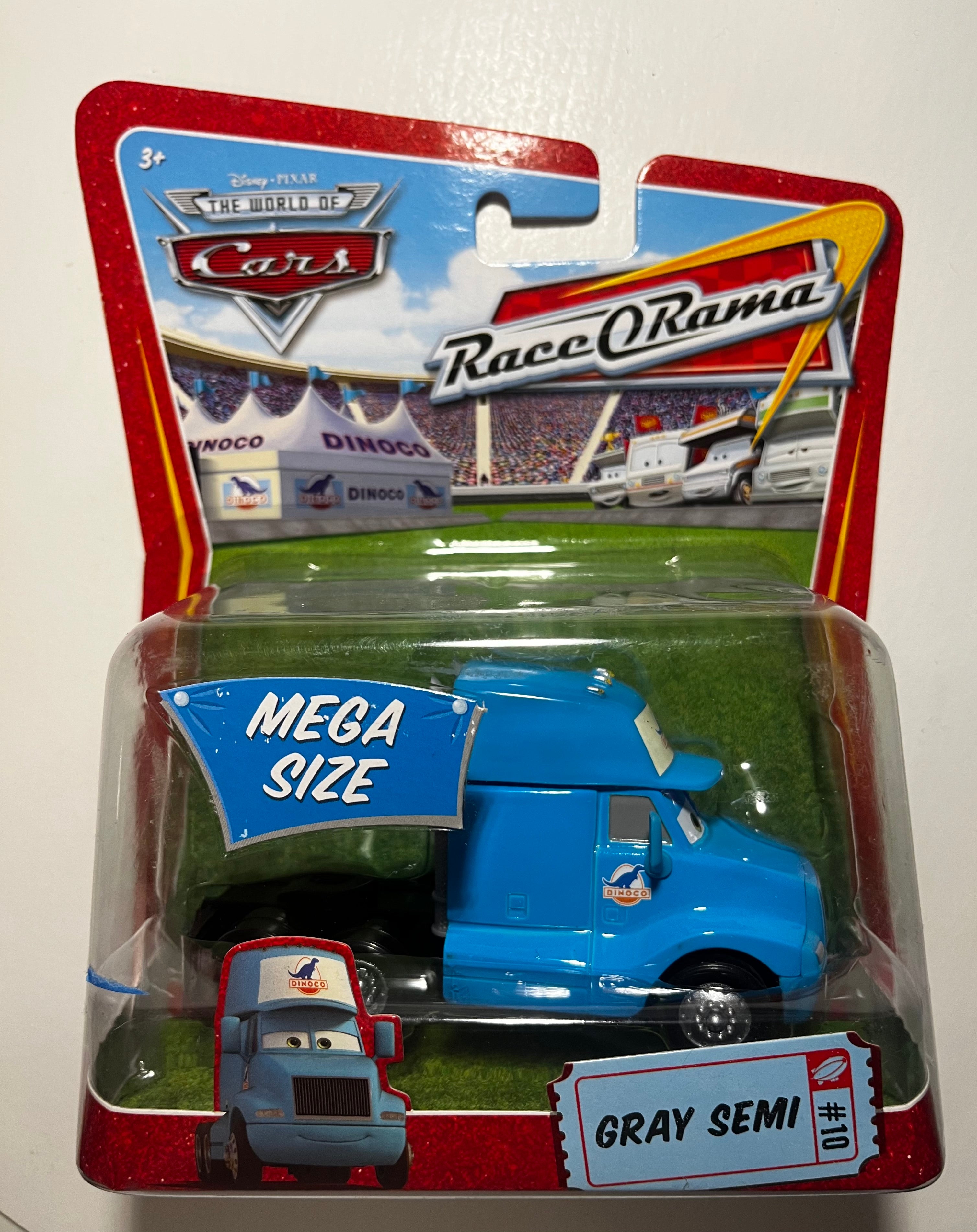Disney Pixar Cars – Gray Camion Semi #10 – Mega Size – Race O Rama – Sous Blister