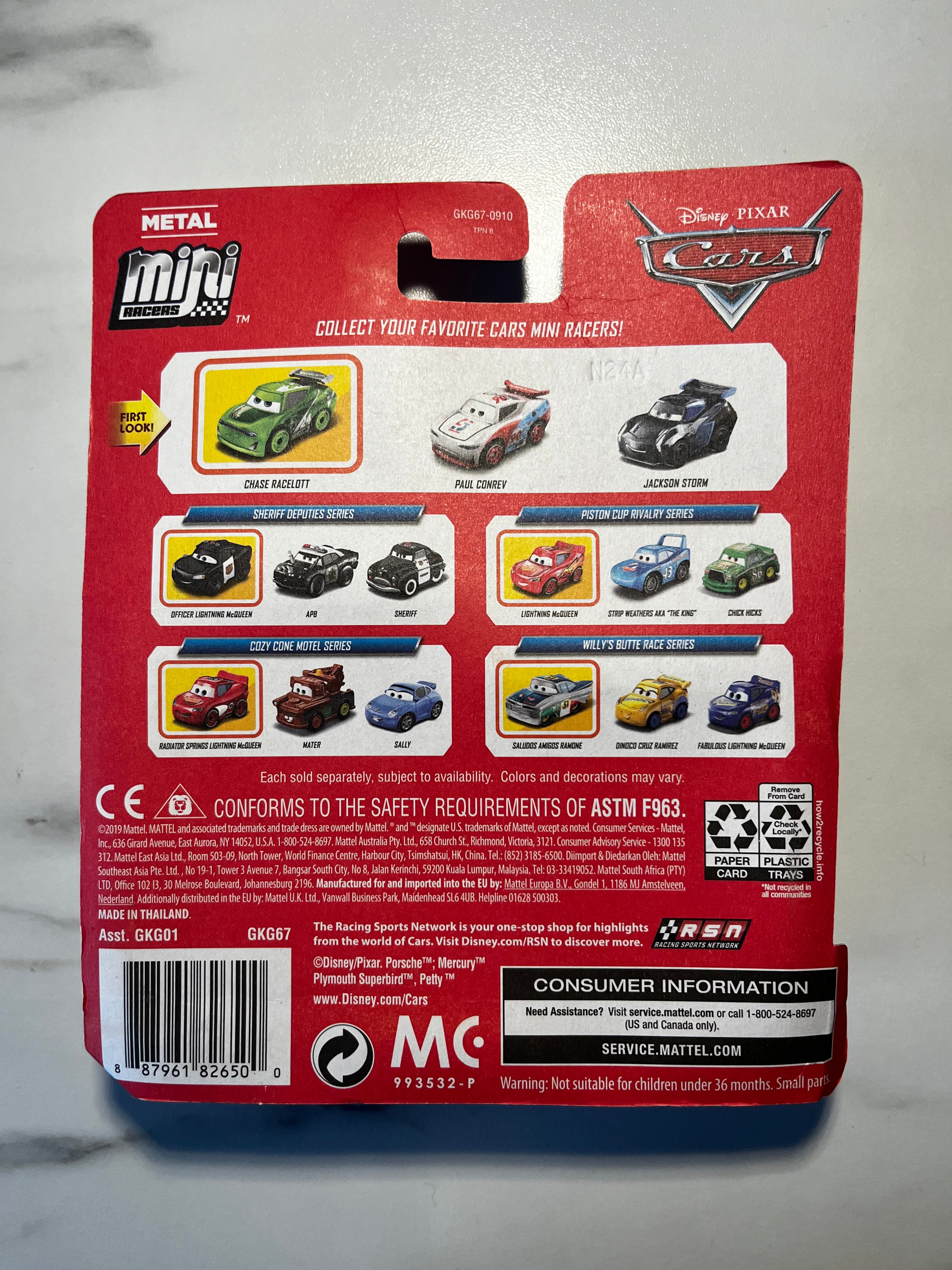 Disney Pixar Cars Mini Racers Chase Racelott First Look GKG67 Mattel