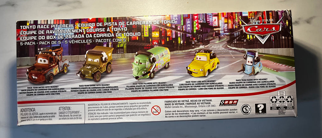 Coffret Disney Pixar Cars – Tokyo Race Pit Crew 5-Pack – Mattel Metal