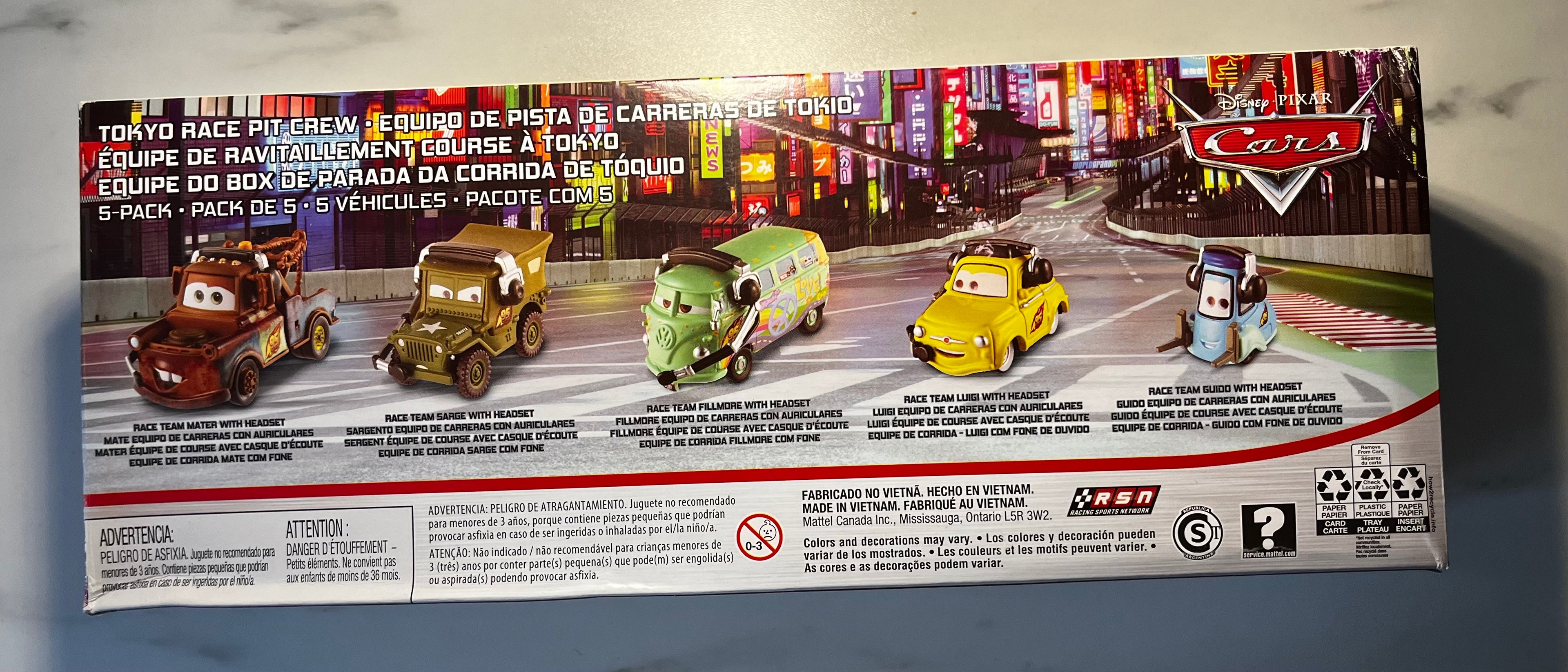 Coffret Disney Pixar Cars – Tokyo Race Pit Crew 5-Pack – Mattel Metal
