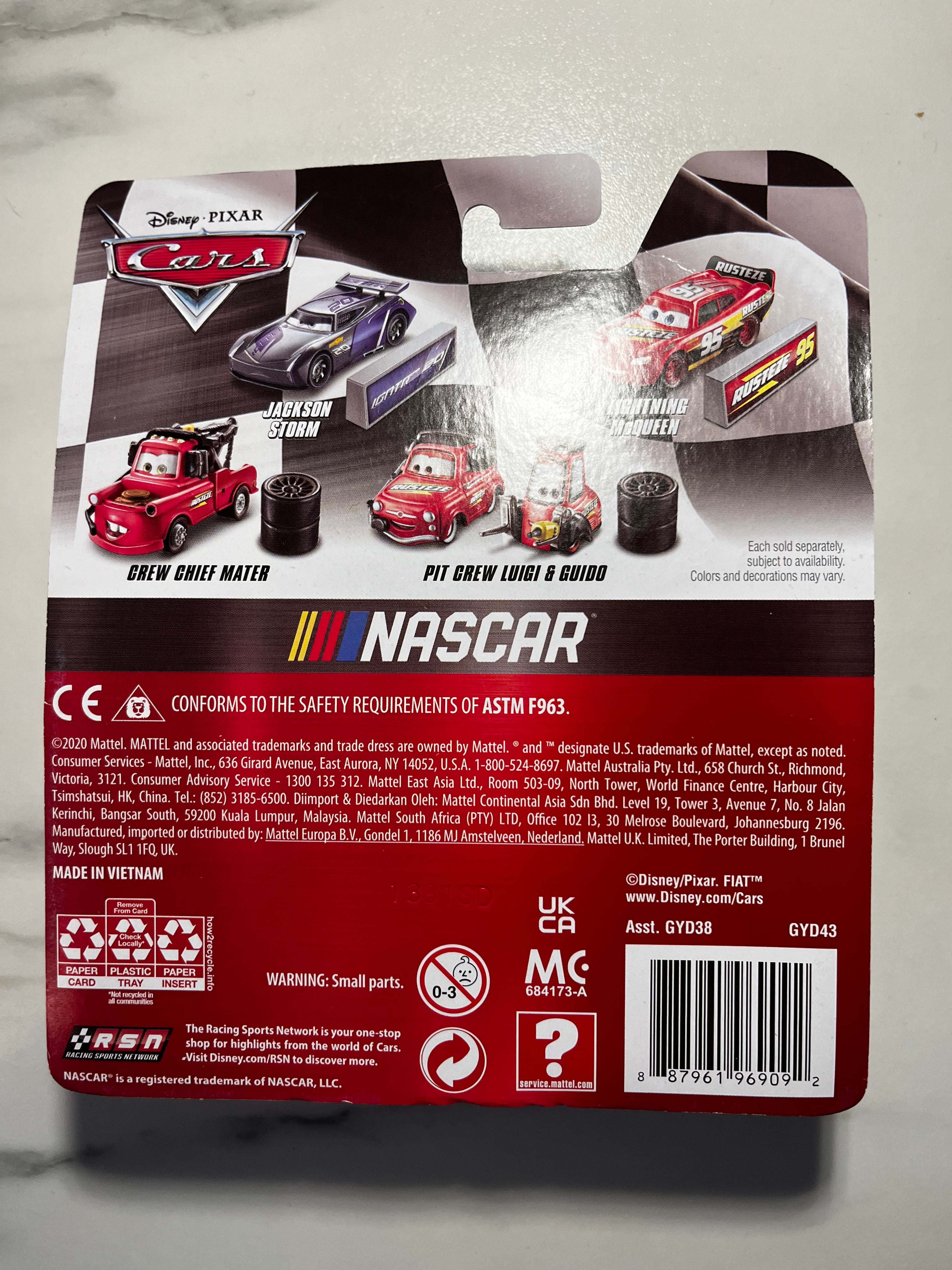 Disney Pixar Cars – Pit Crew Luigi & Guido NASCAR – Métal – Sous Blister