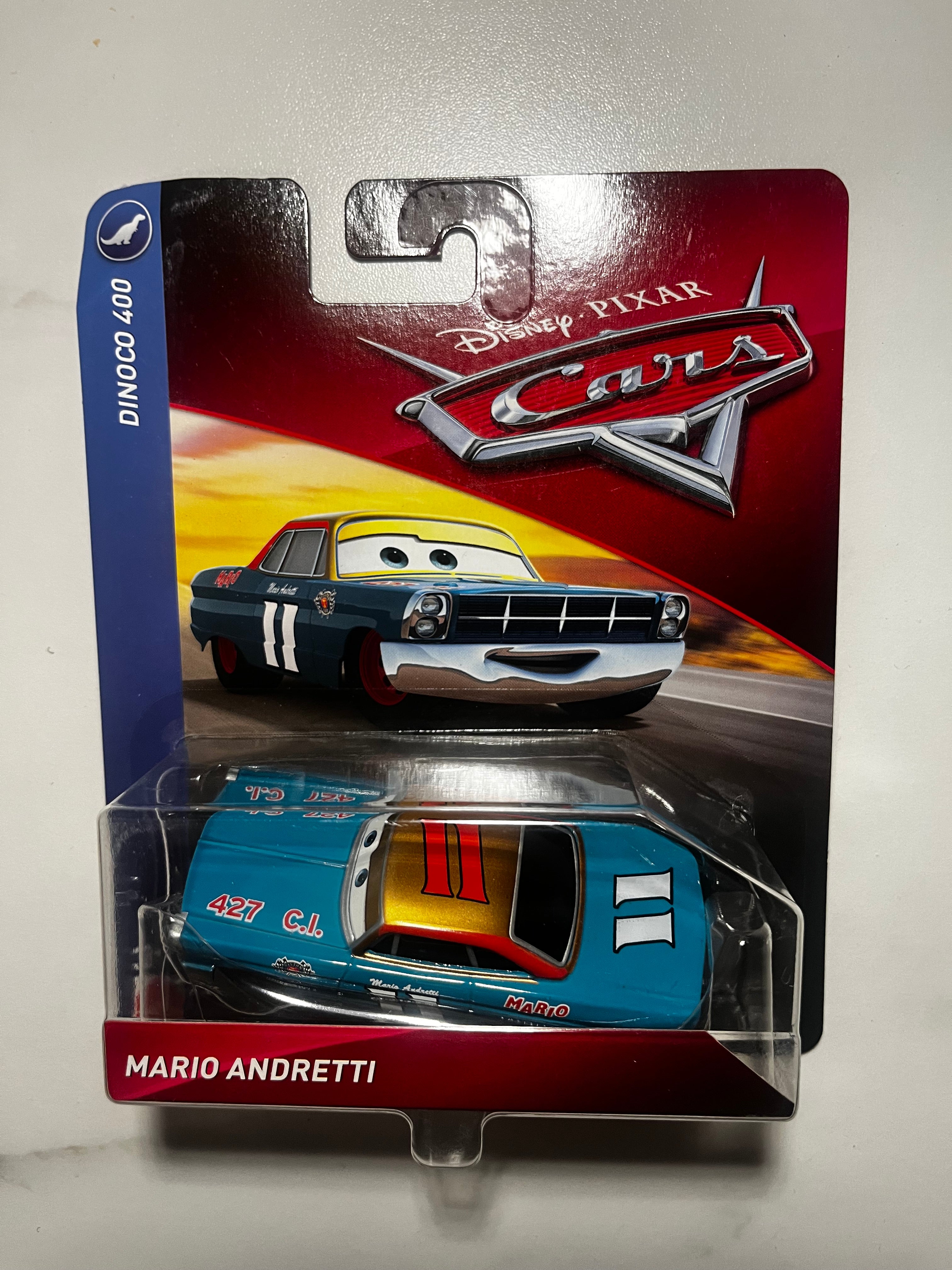 Mario Andretti Dinoco 400 – Disney Pixar Cars Mattel 1:55 – Neuf sous Blister