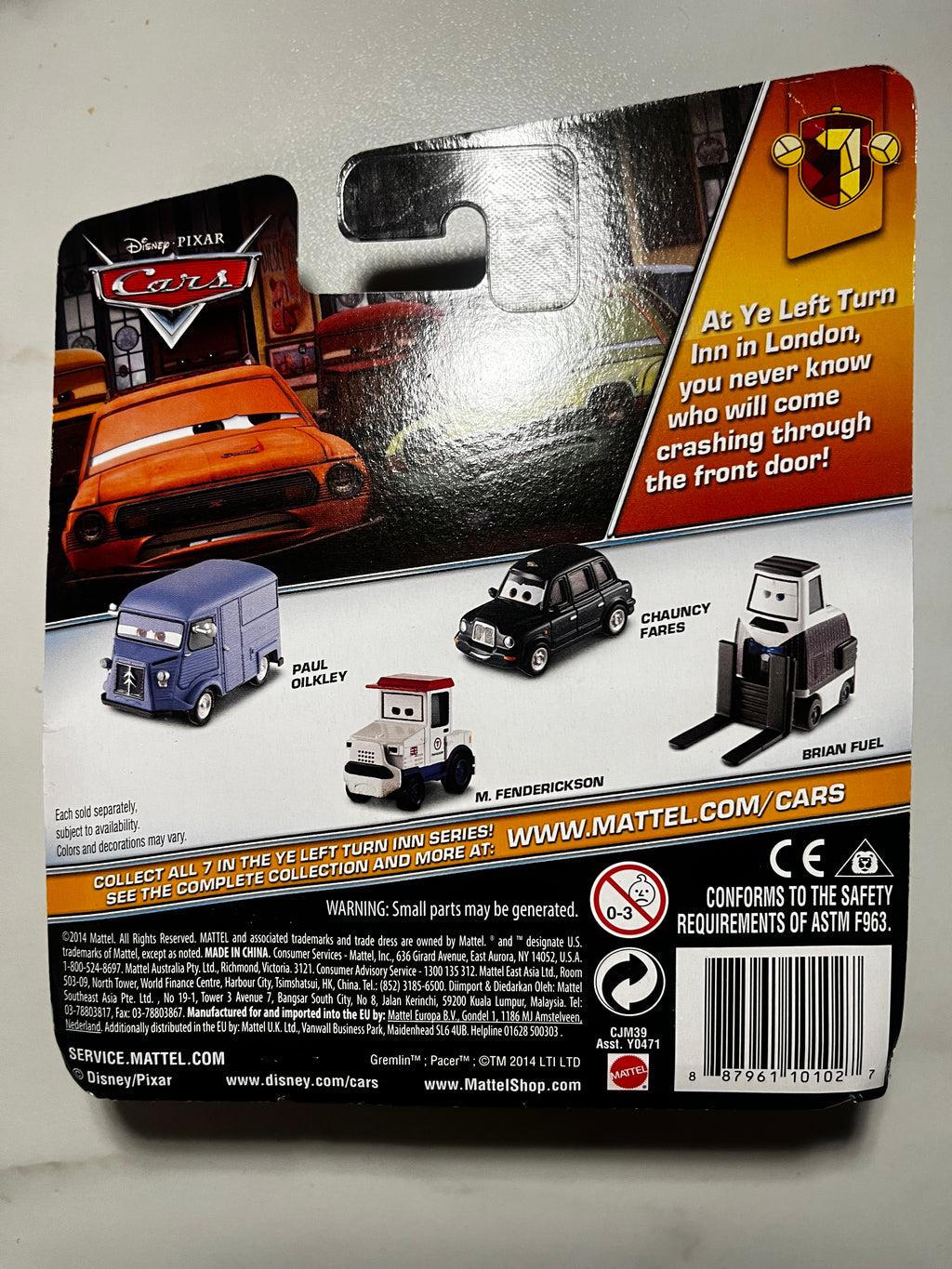 Paul Oilkley – Ye Left Turn Inn – Disney Pixar Cars Mattel 1:55 – Neuf sous Blister (rare)