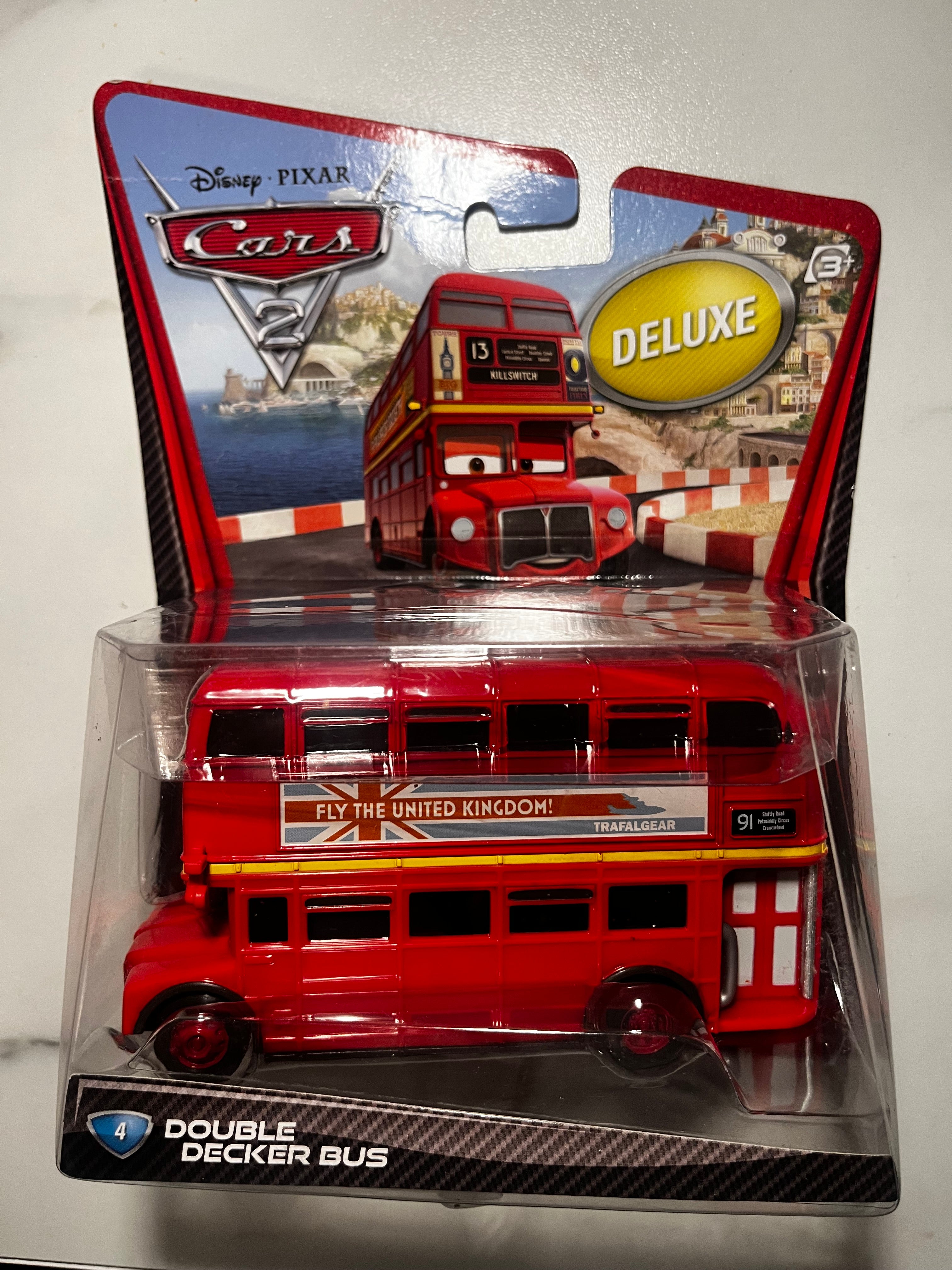 Double Decker Bus Deluxe – Disney Pixar Cars 2 Mattel – Neuf sous Blister (rare)