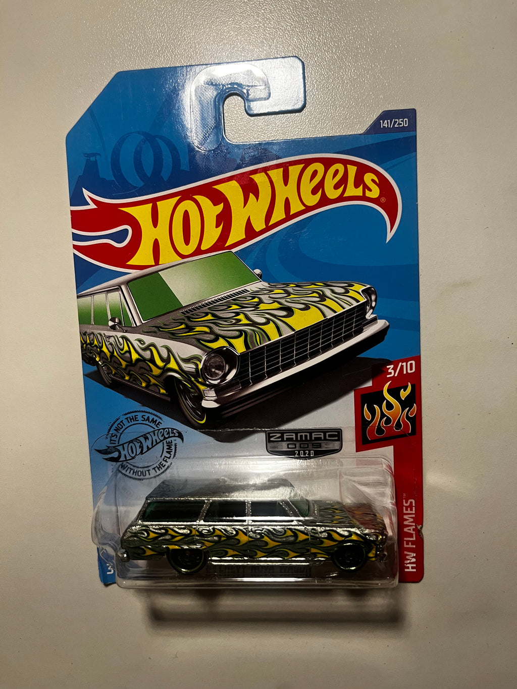 🚗🔥 Hot Wheels '64 Chevy Nova Wagon Zamac 2020 – HW Flames 3/10 – Collector