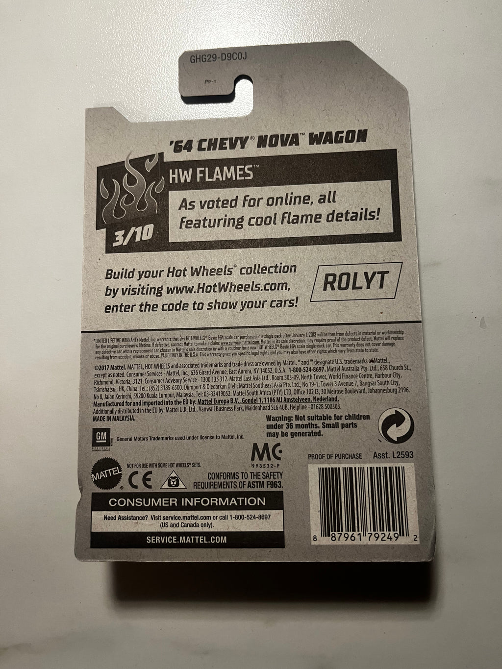 🚗🔥 Hot Wheels '64 Chevy Nova Wagon Zamac 2020 – HW Flames 3/10 – Collector