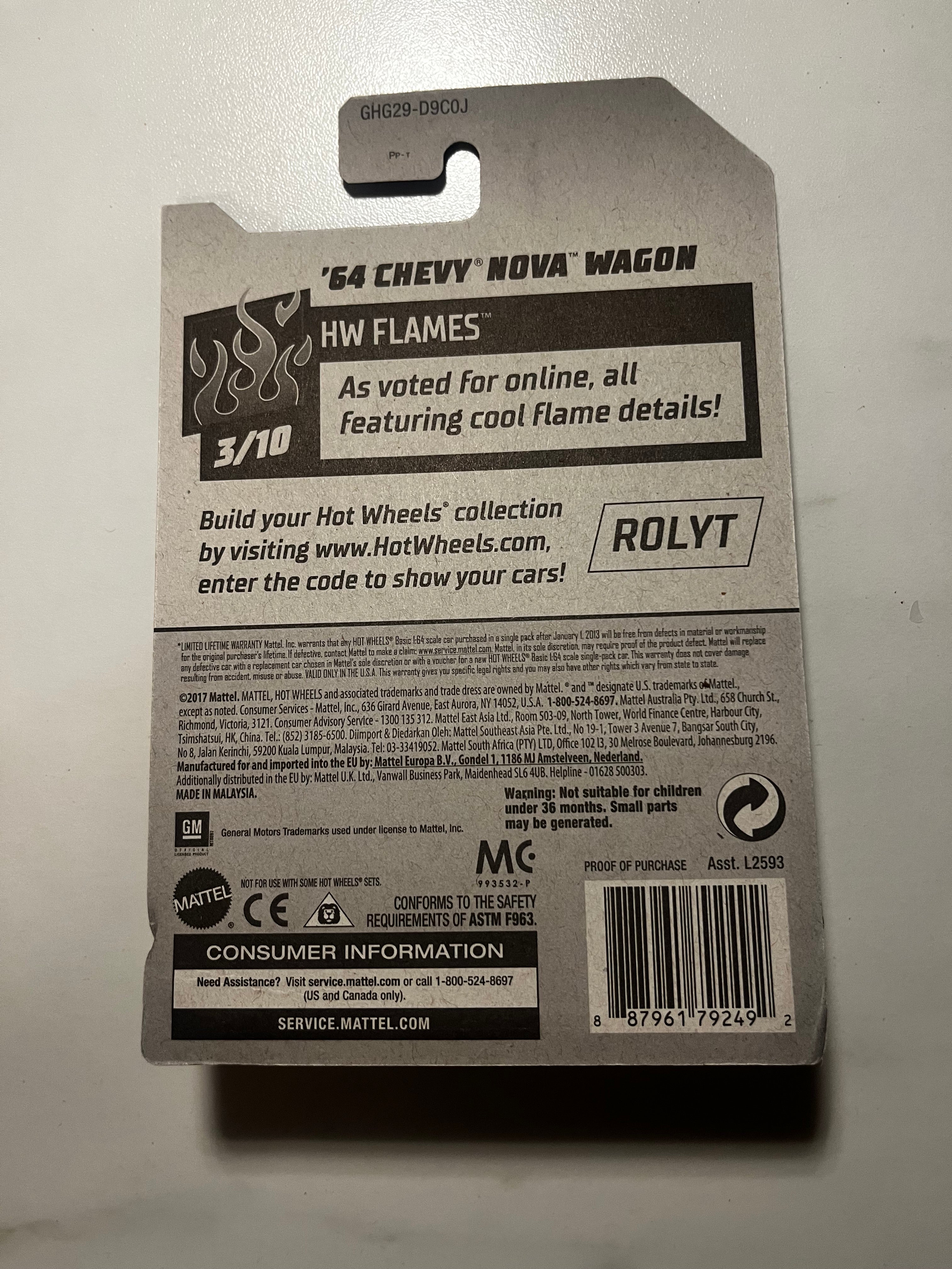 🚗🔥 Hot Wheels '64 Chevy Nova Wagon Zamac 2020 – HW Flames 3/10 – Collector
