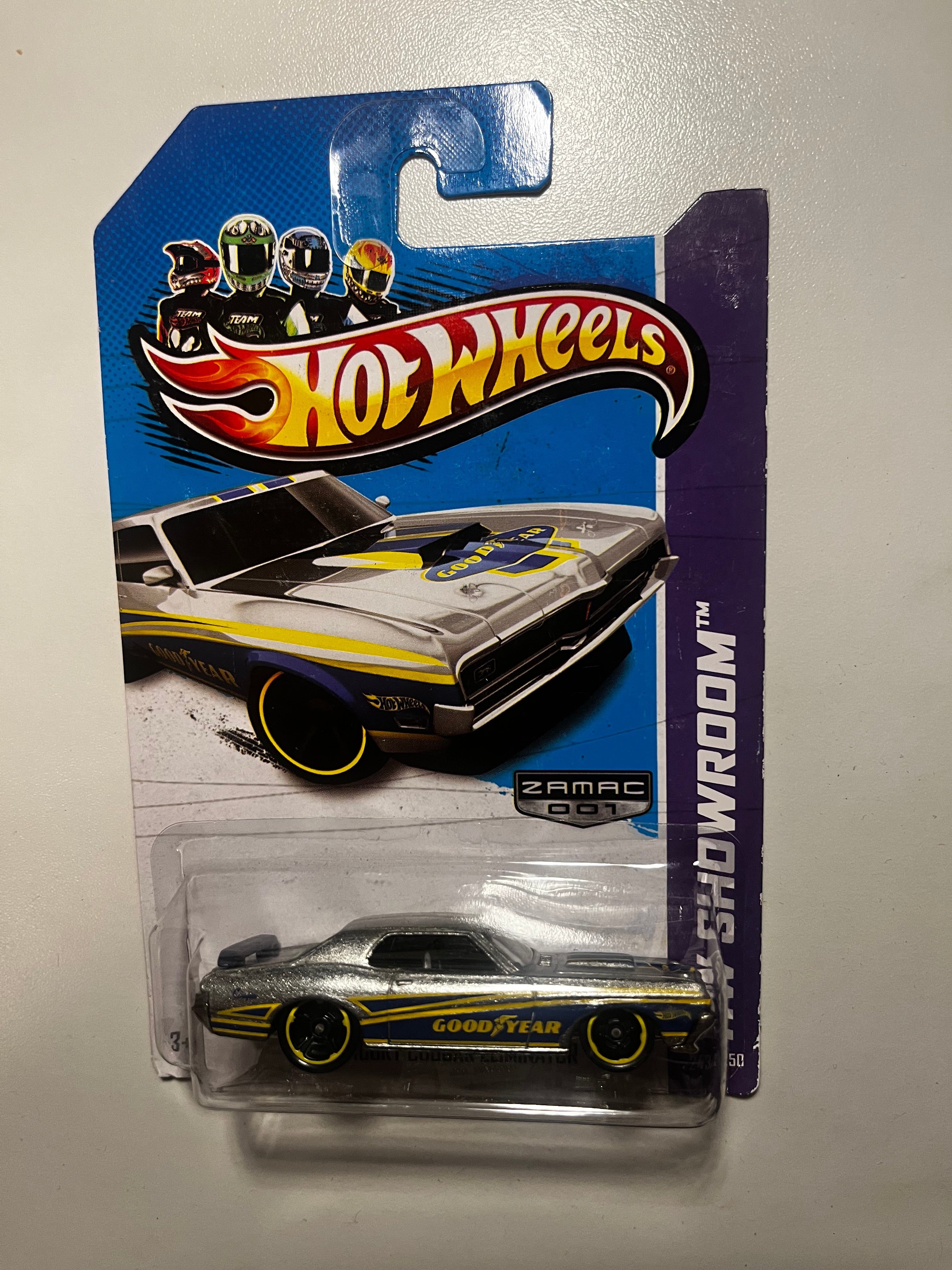 🔥 Hot Wheels '69 Mercury Cougar Eliminator Zamac 2013 – Goodyear – Neuf sous blister