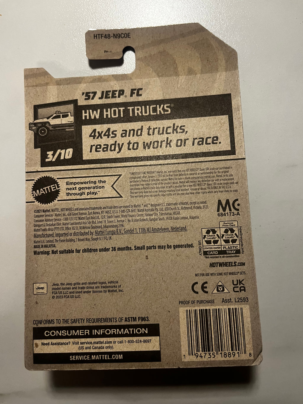 🔥 Hot Wheels '57 Jeep FC Zamac 2024 – HW Hot Trucks – Neuf sous blister