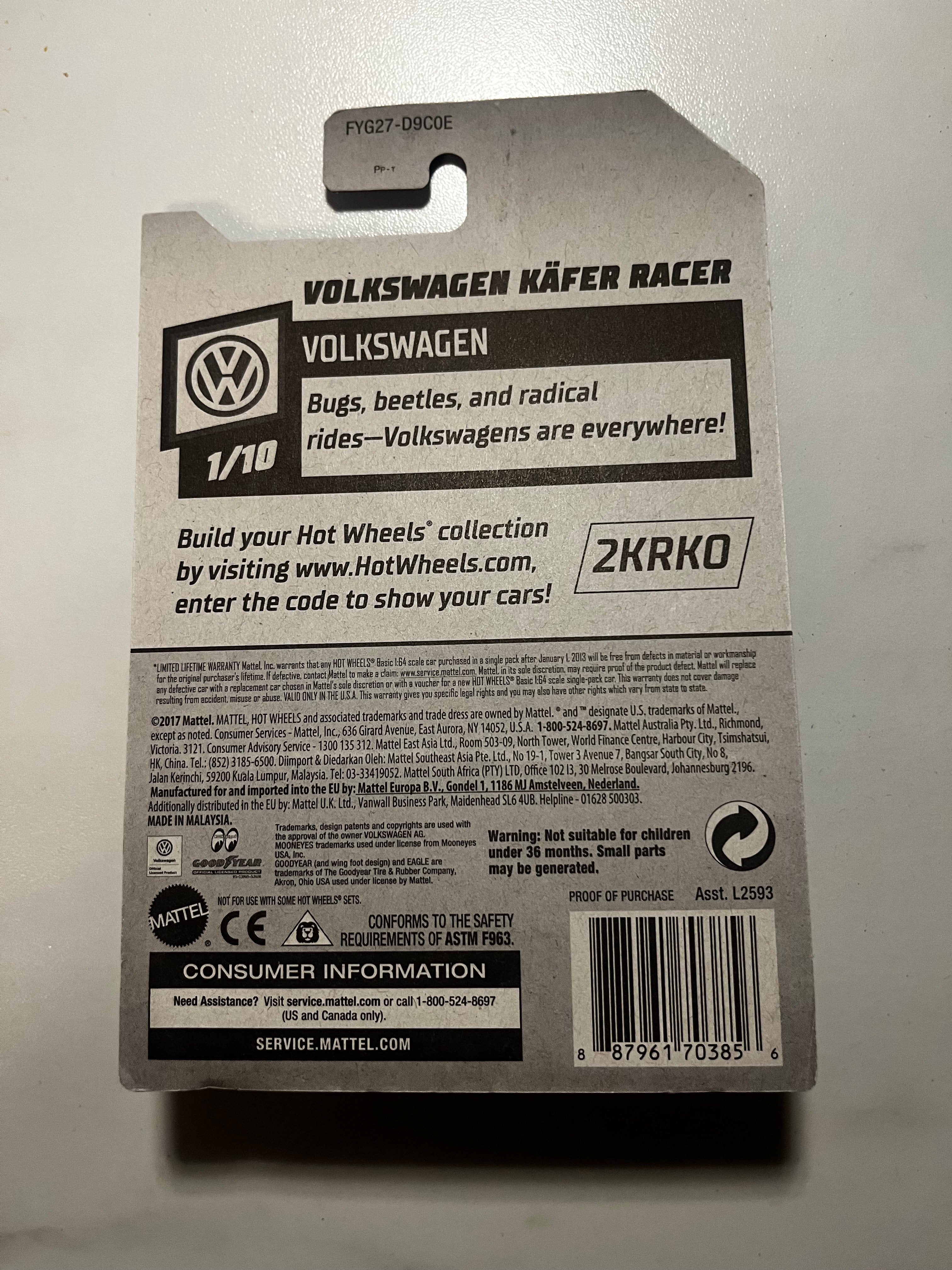 🔥 Hot Wheels Volkswagen Käfer Racer Zamac 001 2019 – Neuf Blister
