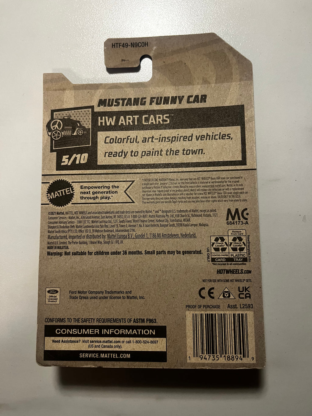 🔥 Hot Wheels Mustang Funny Car Zamac 006 2024 – HW Art Cars – Neuf Blister