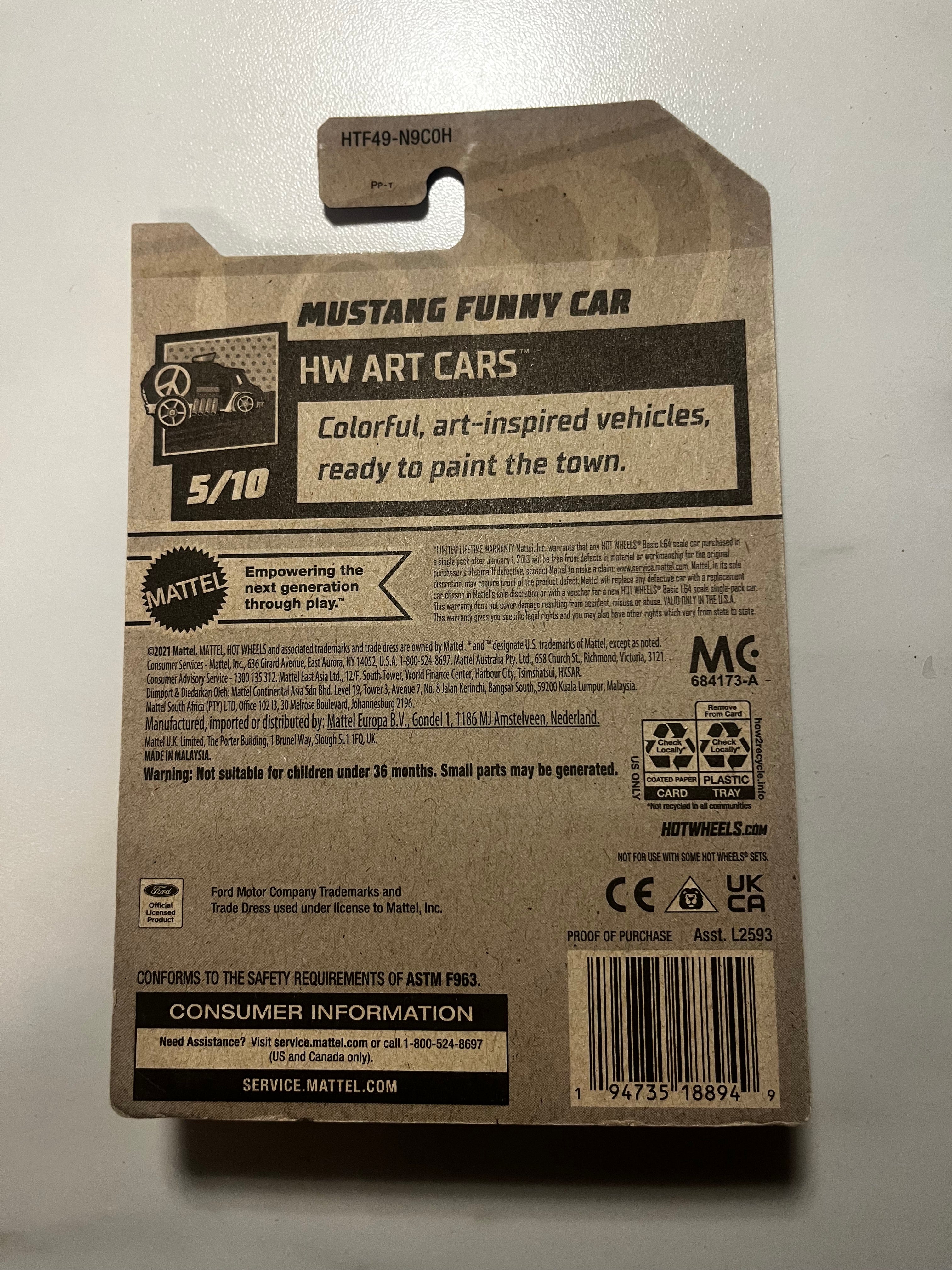 🔥 Hot Wheels Mustang Funny Car Zamac 006 2024 – HW Art Cars – Neuf Blister