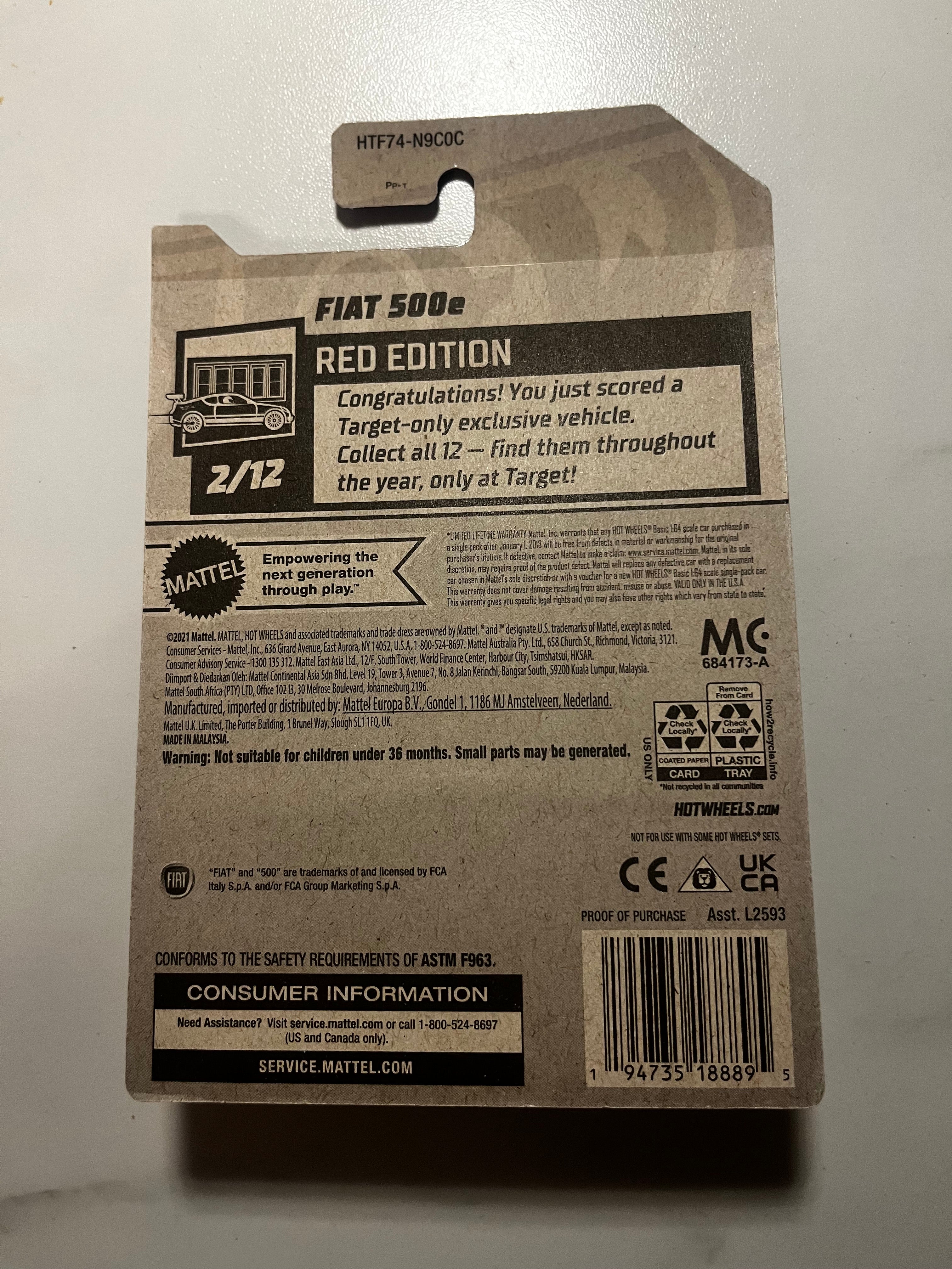 🔥 Hot Wheels Fiat 500e RED Edition Target Exclusive