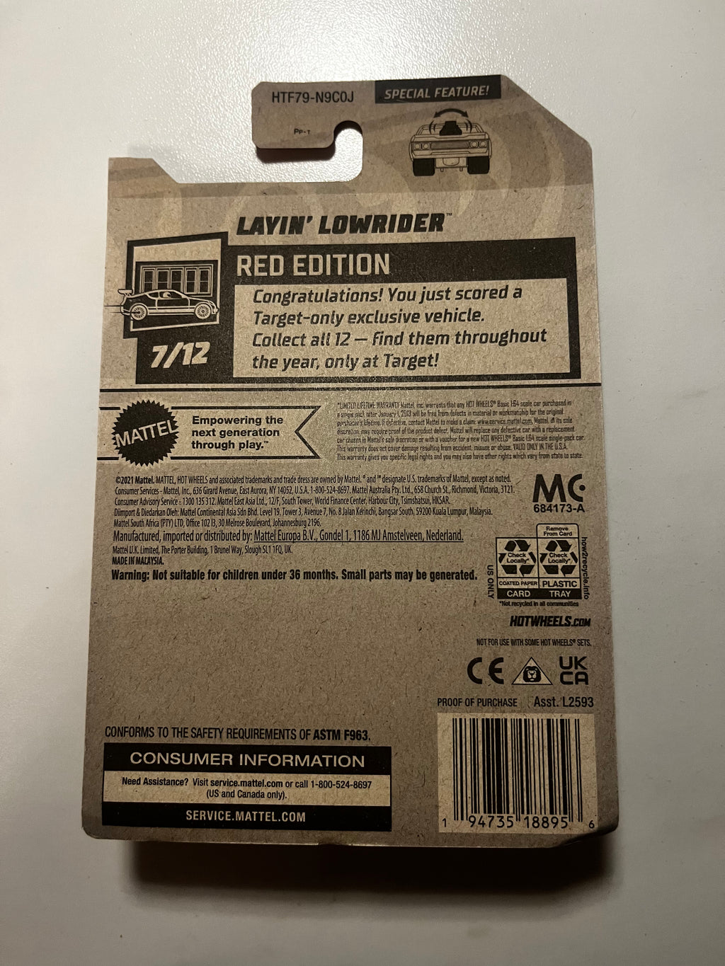 🔥 Hot Wheels Layin' Lowrider RED Edition Target Exclusive