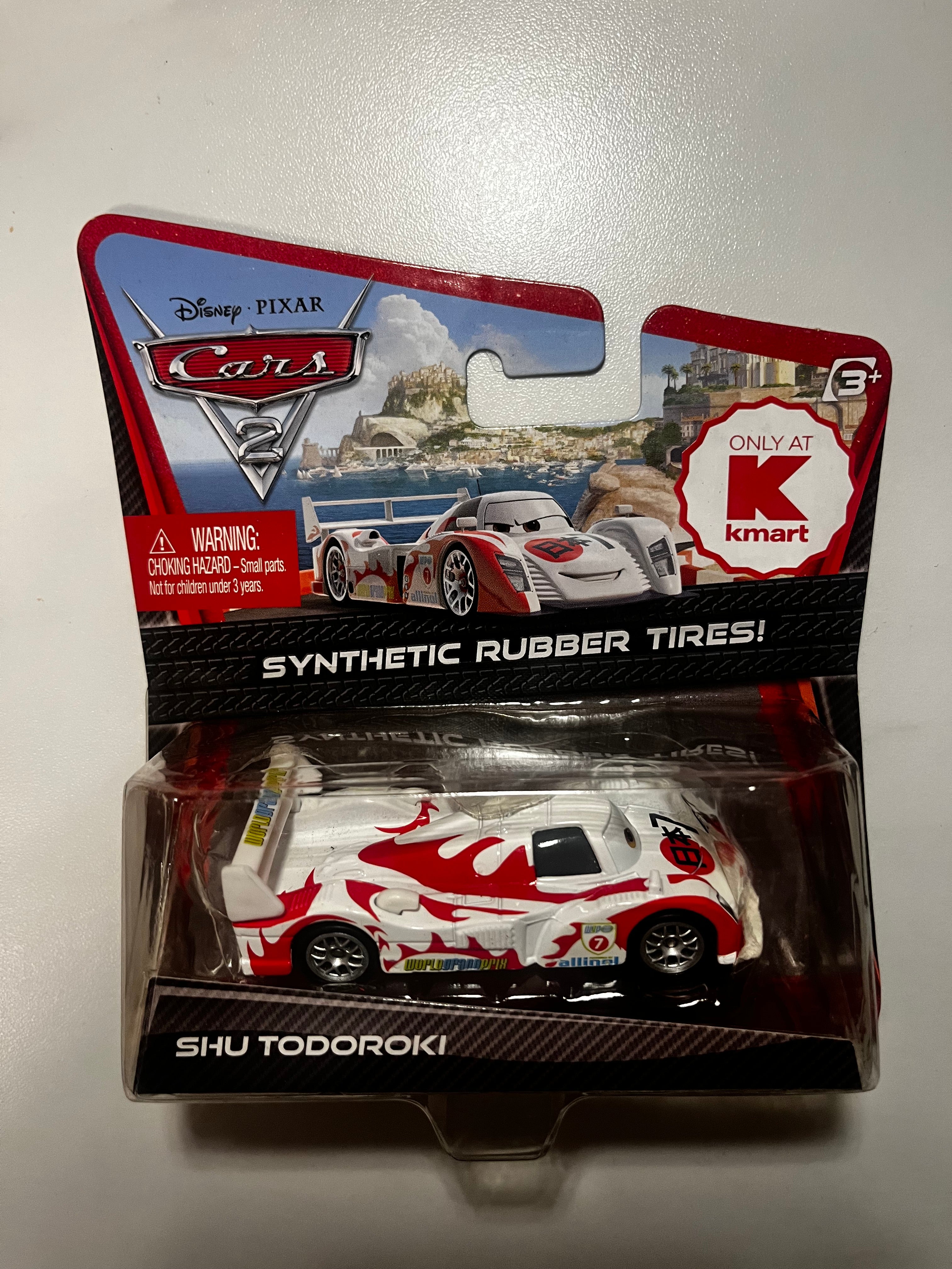 🚗 Shu Todoroki – Kmart Exclusive Synthetic Rubber Tires Cars 2 Disney Pixar Mattel Neuf Blister