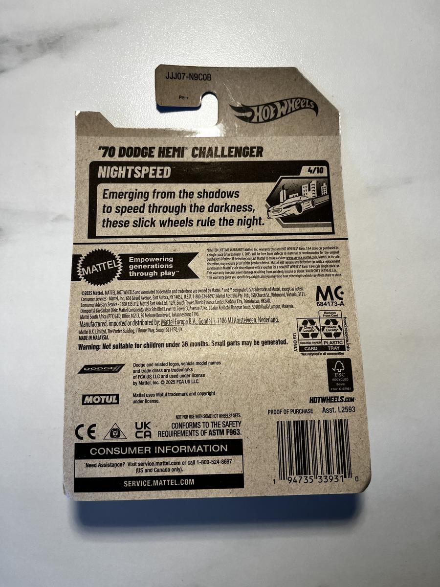 Hot Wheels '70 Dodge Hemi Challenger – Nightspeed 4/10 – Mainline 2025 – 36/250