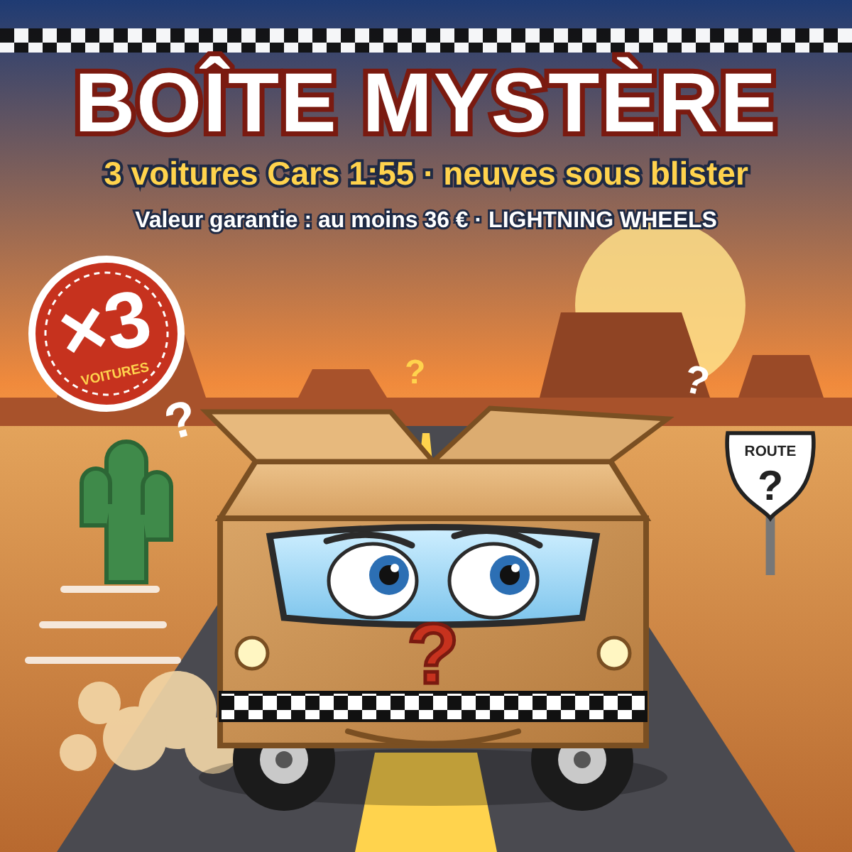 Boîte Mystère Cars Lightning Wheels – 3 voitures Disney Pixar Cars 1:55